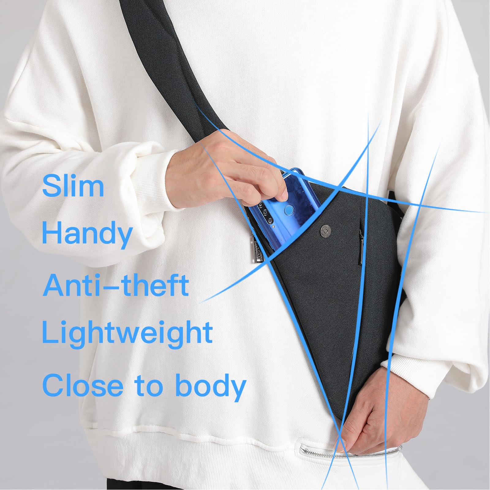 WEIATAS Unisex Sling Bag - Lightweight Chest Shoulder Backpack for Men & Women - Perfect for Travel, Hiking, Cycling & Outdoor Adventures