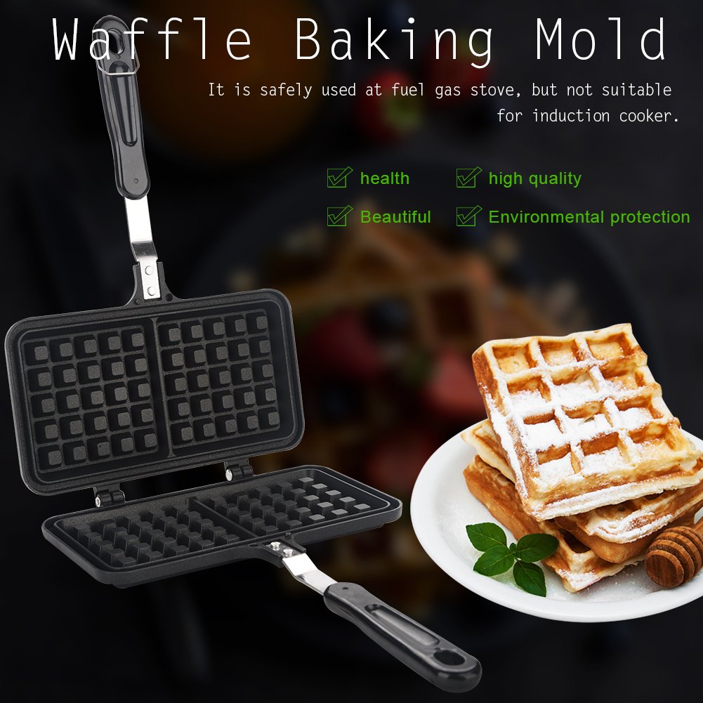 Mini Waffle Maker & Non-Stick Baking Pan - Dual Head Waffle Iron for Hash Browns, Breakfast Sandwiches & Desserts - Perfect for Home, Camping & Quick Breakfasts