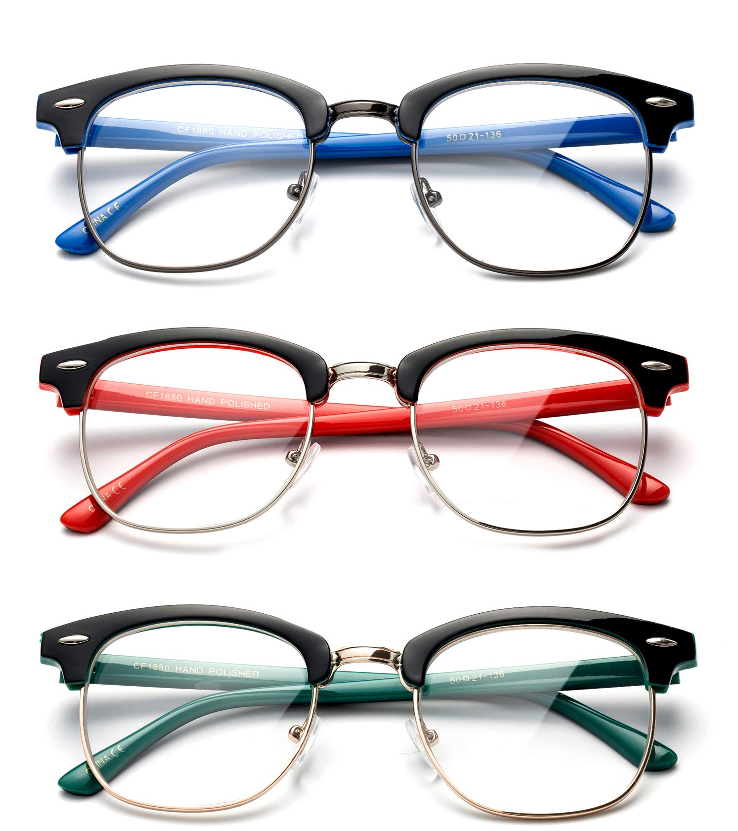 Vintage Reading Glasses for Men - Retro Horn Rim Half Frame with Case | Perfect for Reading & Style
