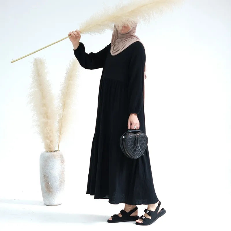 Modest Muslim Women's Winter Abaya Dress - Long Sleeve Loose Fit Prayer Dress for Hijab Fashion, Fall & Winter Wear - Perfect for Mosque, Prayer, and Special Occasions