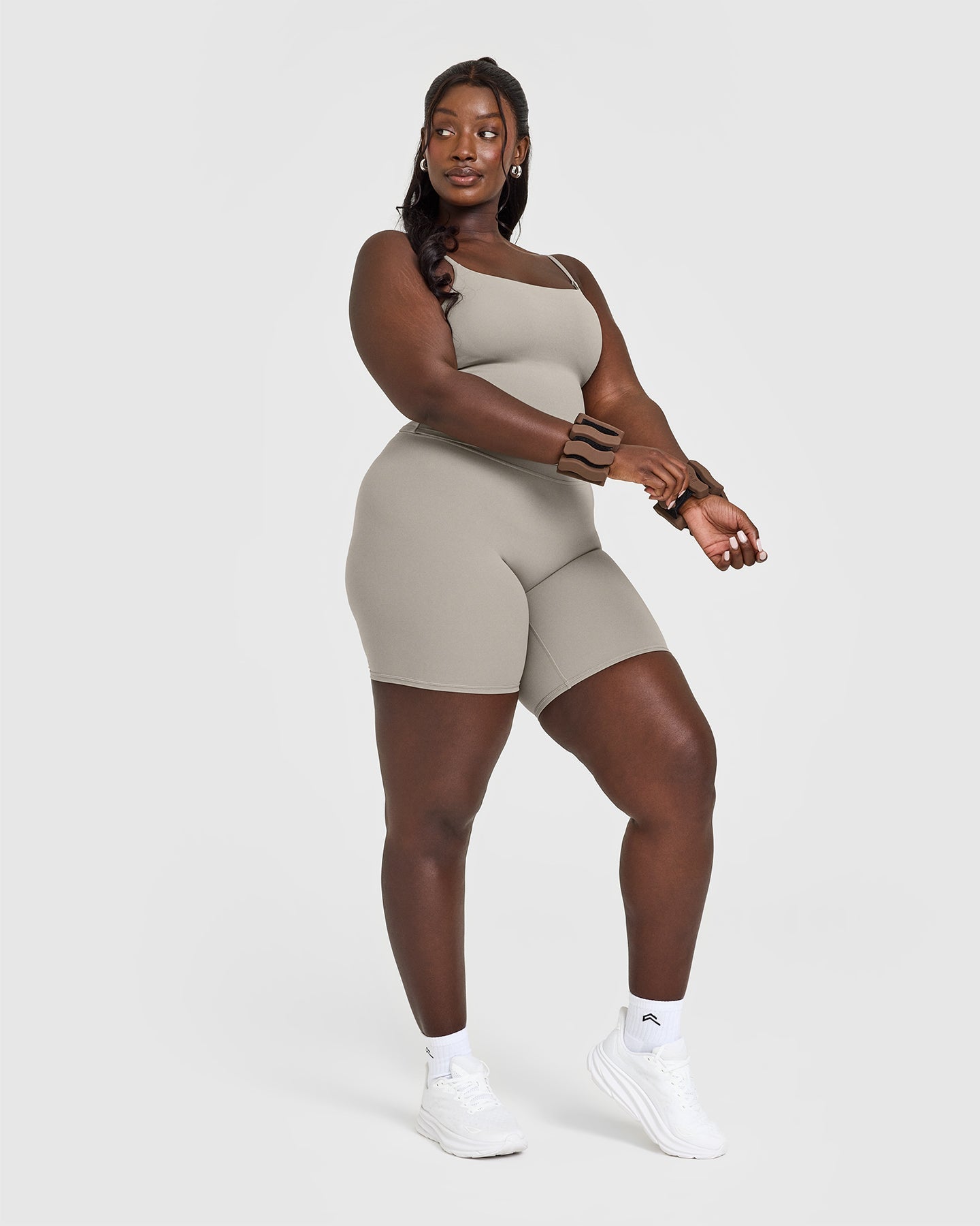 SoftMotion™ Strappy Mid Vest with Built-in Bra Shelf in Warm Sand | Women's Activewear for Yoga, Running & Gym Workouts