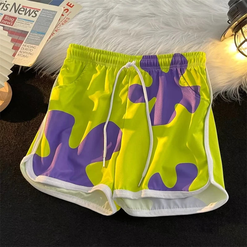 Women's Fashion Beach Style Shorts - Summer Streetwear Y2K Cartoon Print Casual Shorts for Women | Perfect for Beach Outings, Summer Vacations, and Casual Street Style