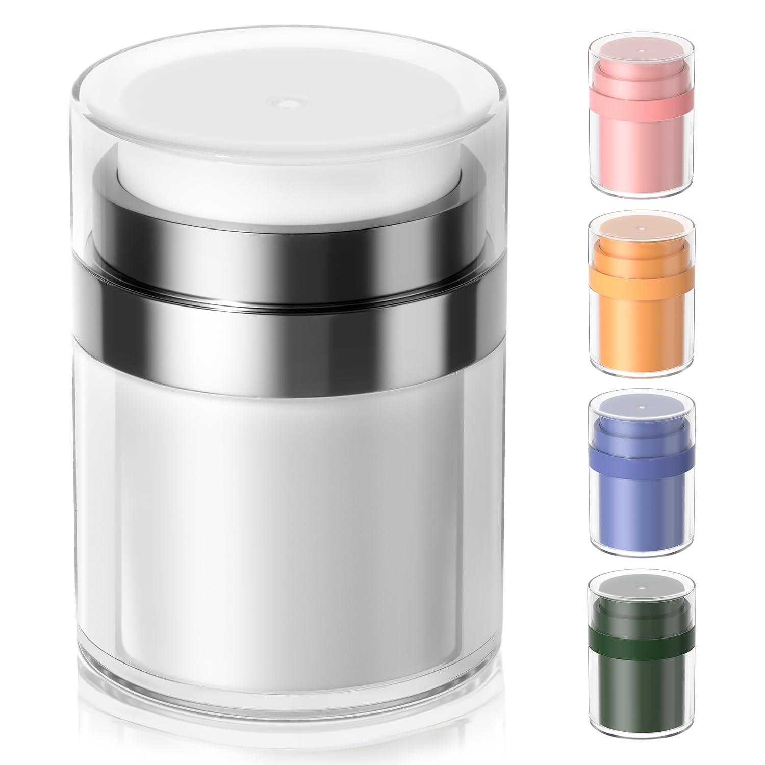 Morfone 1.0 oz Airless Pump Jars - Leak-Proof Moisturizer Dispenser for Cream, Lotion & Gels | Travel-Friendly Cosmetic Containers | Perfect for Skincare, Toiletries & Thick Moisturizers (White)