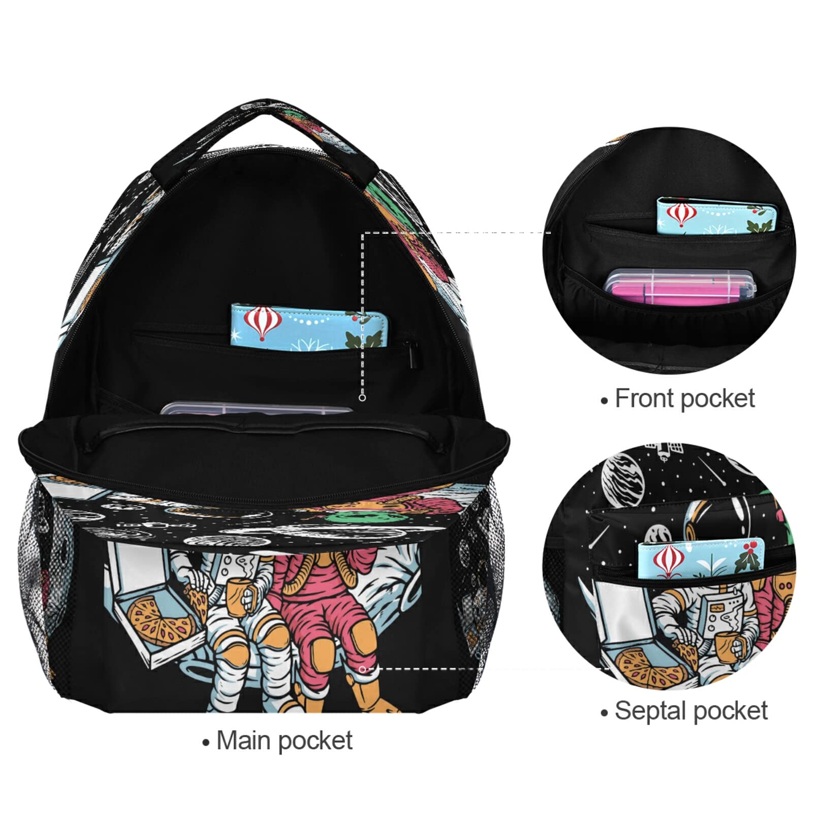 Galaxy Astronauts Alien Themed Backpack - 16 Inch Laptop Bag with Double Zipper, Adjustable Shoulder Straps - Perfect for School, Travel & Sports | Casual Daypack for Men & Women