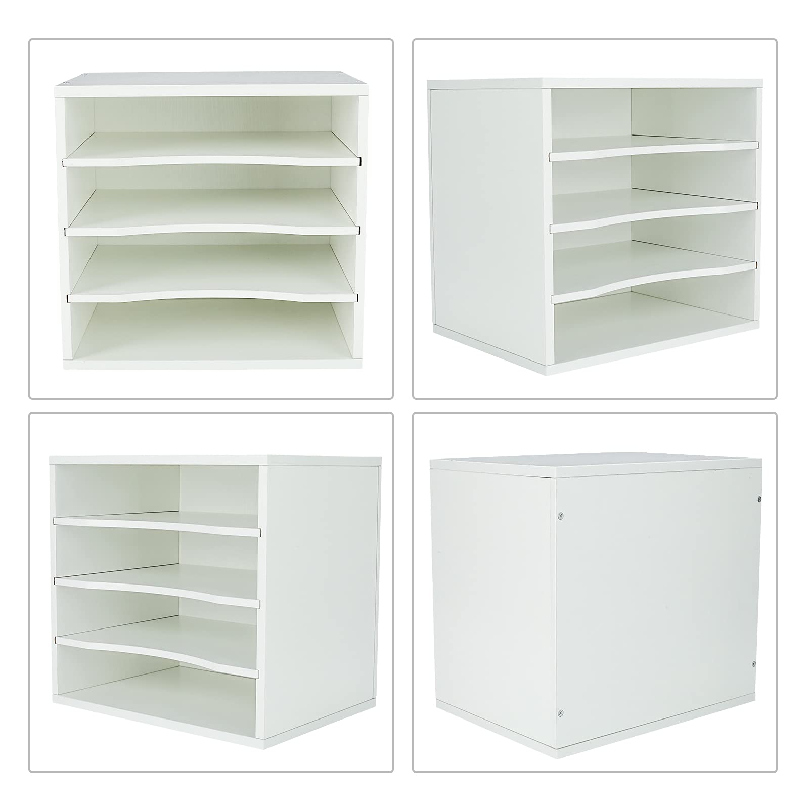 Wooden Mail Sorter Organizer - 4 Compartment Desktop File Holder for Office, Home & School | Paper Bill Organizer | Countertop Literature Sorter (White) | Perfect for Office Desks, Home Offices & Classroom Organization