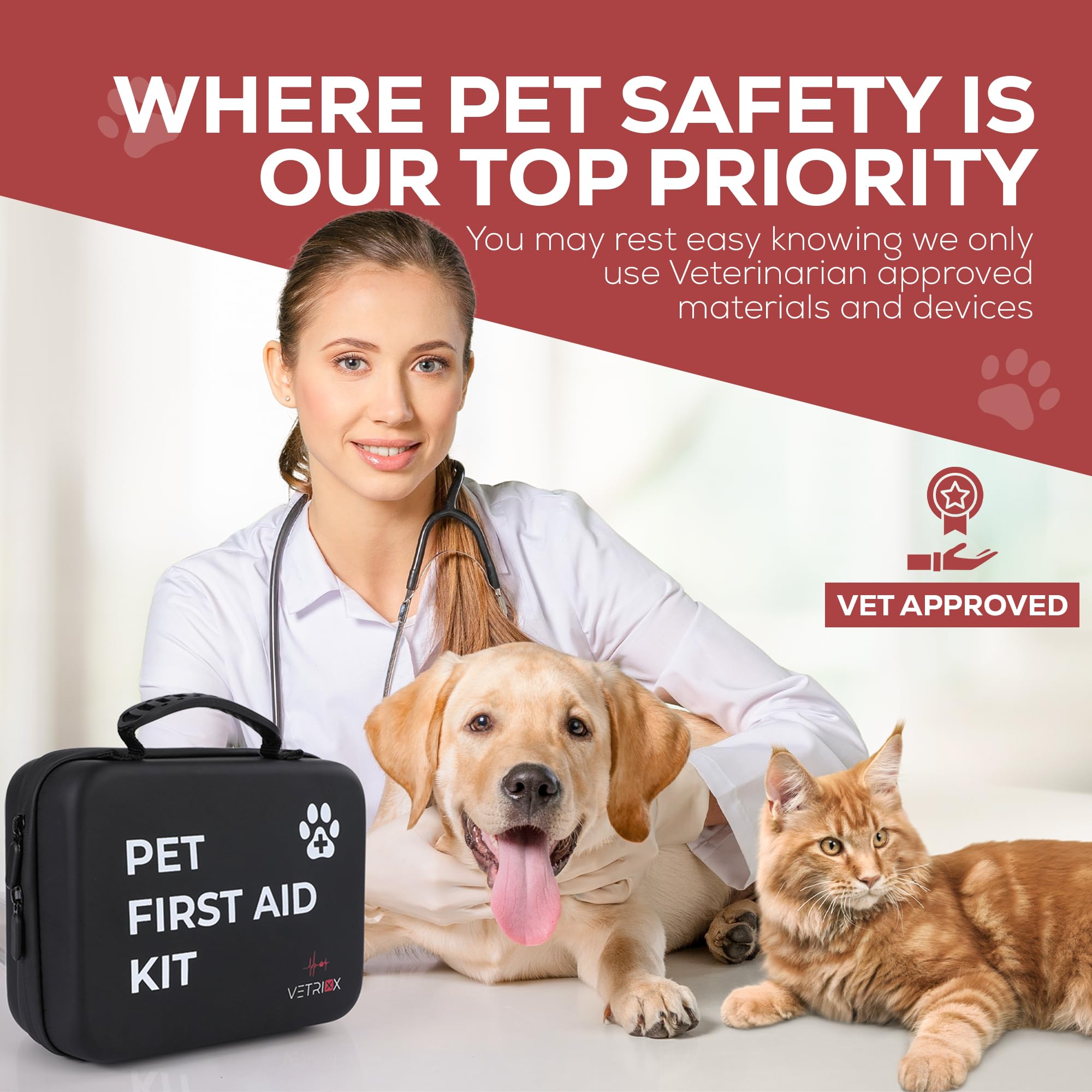 **85-Piece Dog & Cat First Aid Kit with Styptic Clotting Stick & Travel Pouch – Emergency Pet Medical Kit for Home, Travel, Hiking & Outdoor Adventures (Hard Case)**