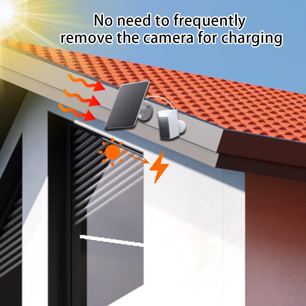 WYZE Battery Cam Pro Solar Panel - 4W Wireless Outdoor Security Camera Solar Charger with 10ft Micro USB & Type C Cable (White) | Weatherproof Solar Power for Continuous Home Surveillance