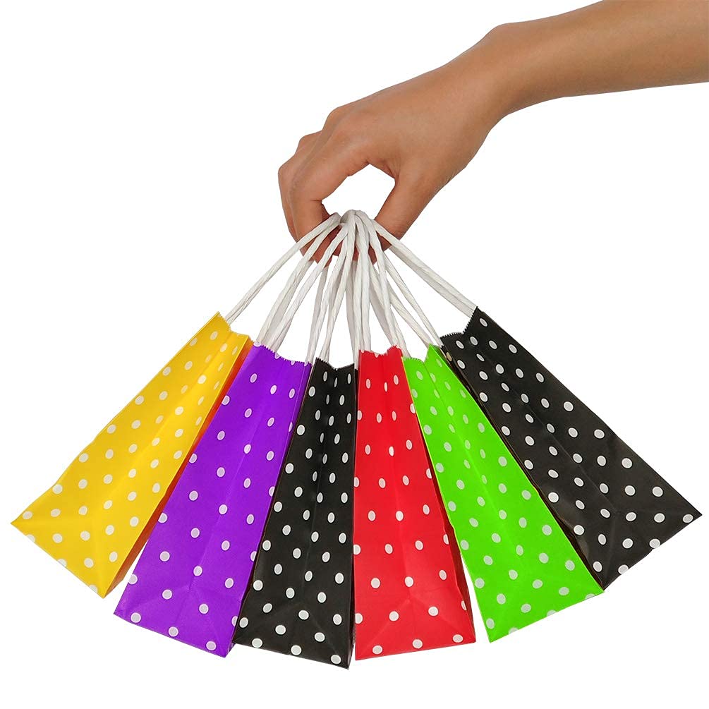 25 Pack Small Black Gift Bags with Handles - 6x4.3x2.3 Inches Mini Party Favor Bags for Weddings, Baby Showers & Birthday Celebrations