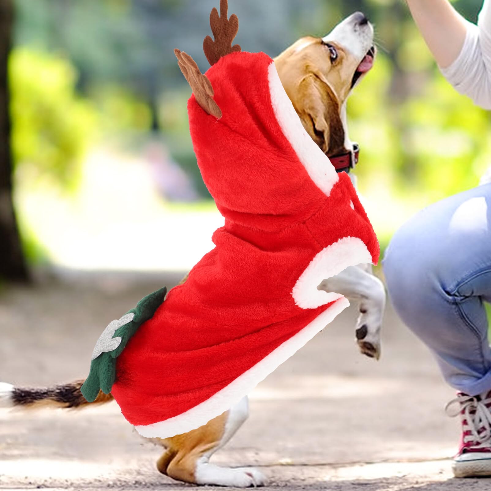 POPETPOP Christmas Dog Sweater - Santa Elk Dog Costume Hoodie | Xmas Pet Clothes for Small Dogs & Puppies | Warm Winter Coat & Holiday Outfit | Perfect for Christmas Photos & Indoor/Outdoor Festive Wear (Size S)