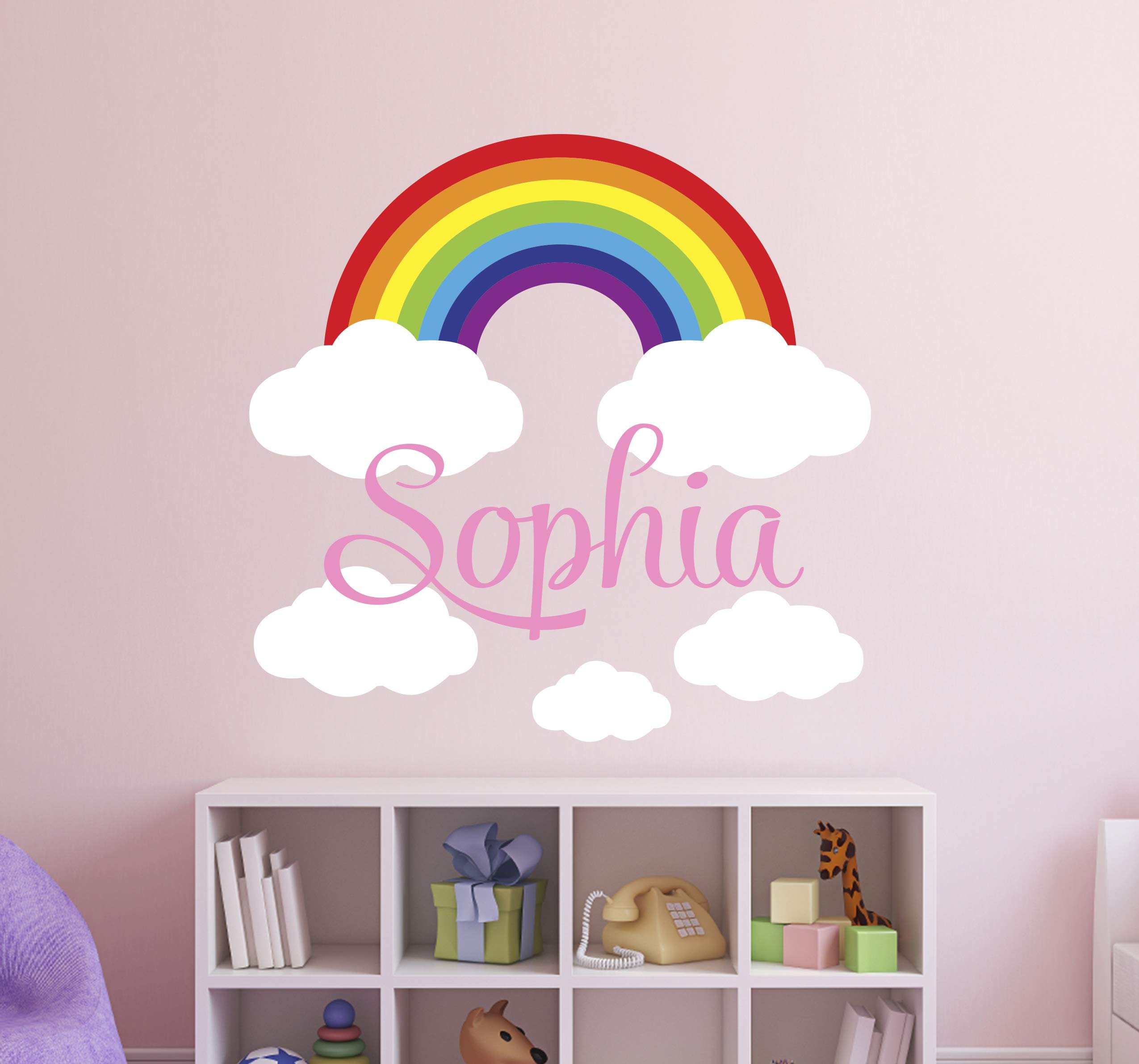Custom Rainbow Name Wall Decal - Personalized Girls Nursery Wall Decor Vinyl Sticker (22