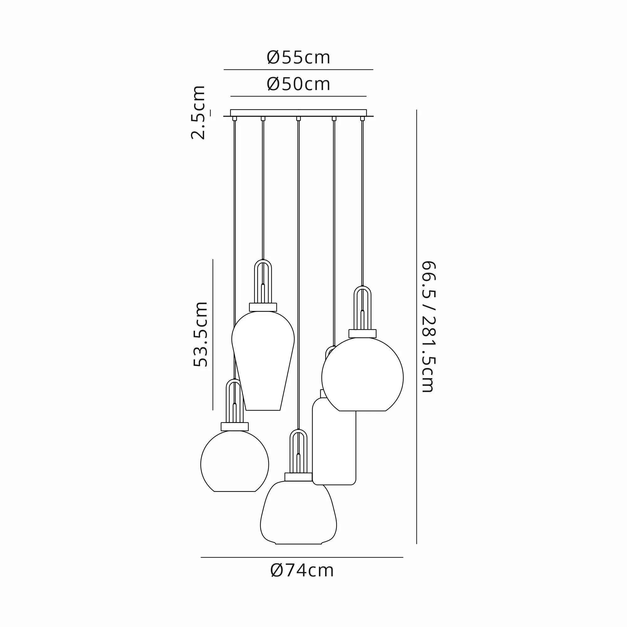 Stylish Cadiz 5-Light Cluster Pendant Light Fixture - Modern Ceiling Lighting for Dining Room, Kitchen & Living Room
