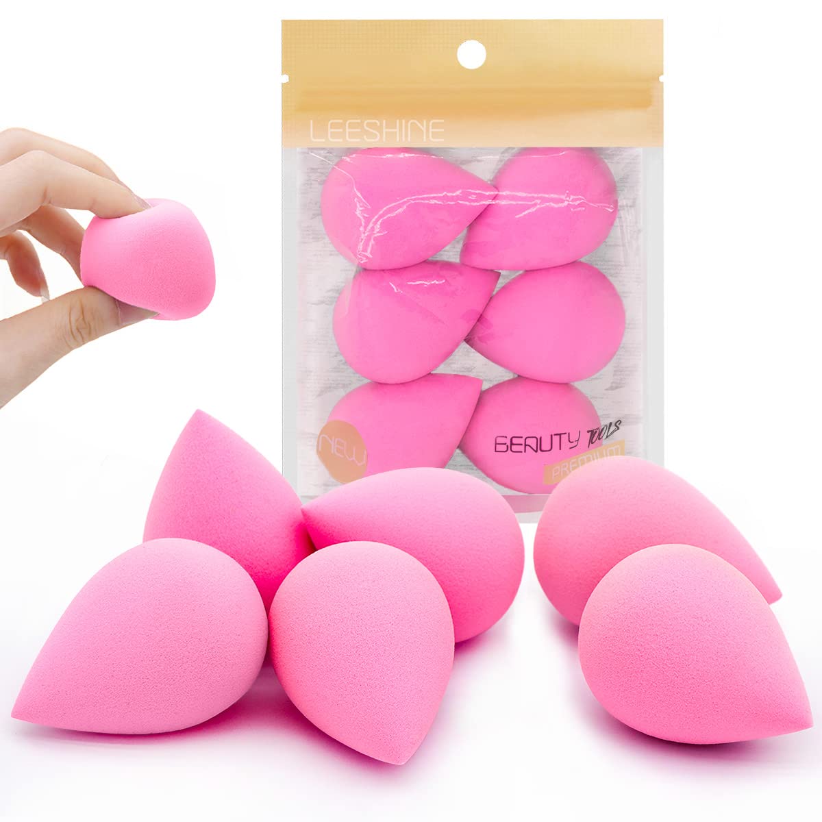 6 Pcs Soft Makeup Blender Sponges Set - Premium Beauty Blending Sponge for Foundation, Concealer, Cream & Powder - Light Pink - Perfect for Flawless Makeup Application & On-The-Go Touch Ups