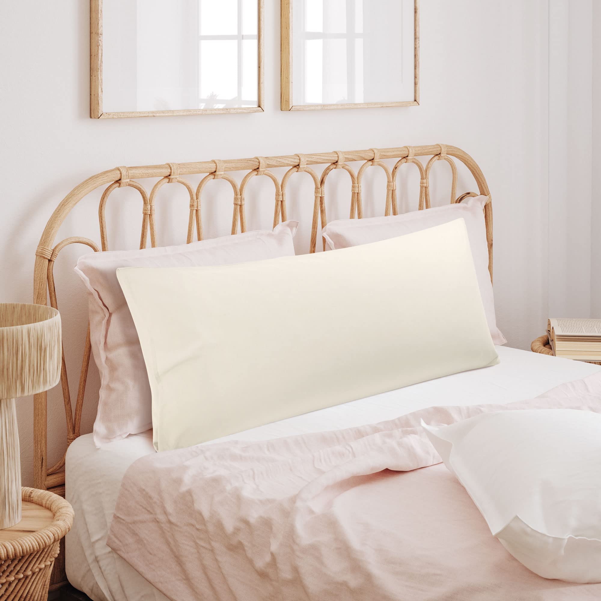 uxcell Microfiber Body Pillow Case 20x54 Inches - Soft 90 GSM Polyester Replacement Cover for Full Body Pillows (Khaki) - Perfect for Pregnancy Support, Bed Rest & Home Comfort