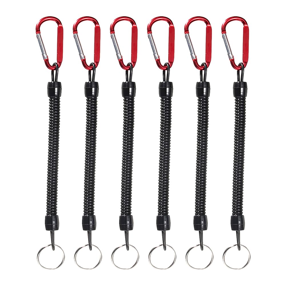 6pc Heavy Duty Fishing Lanyards with Carabiner - for Pliers & Tools Safety