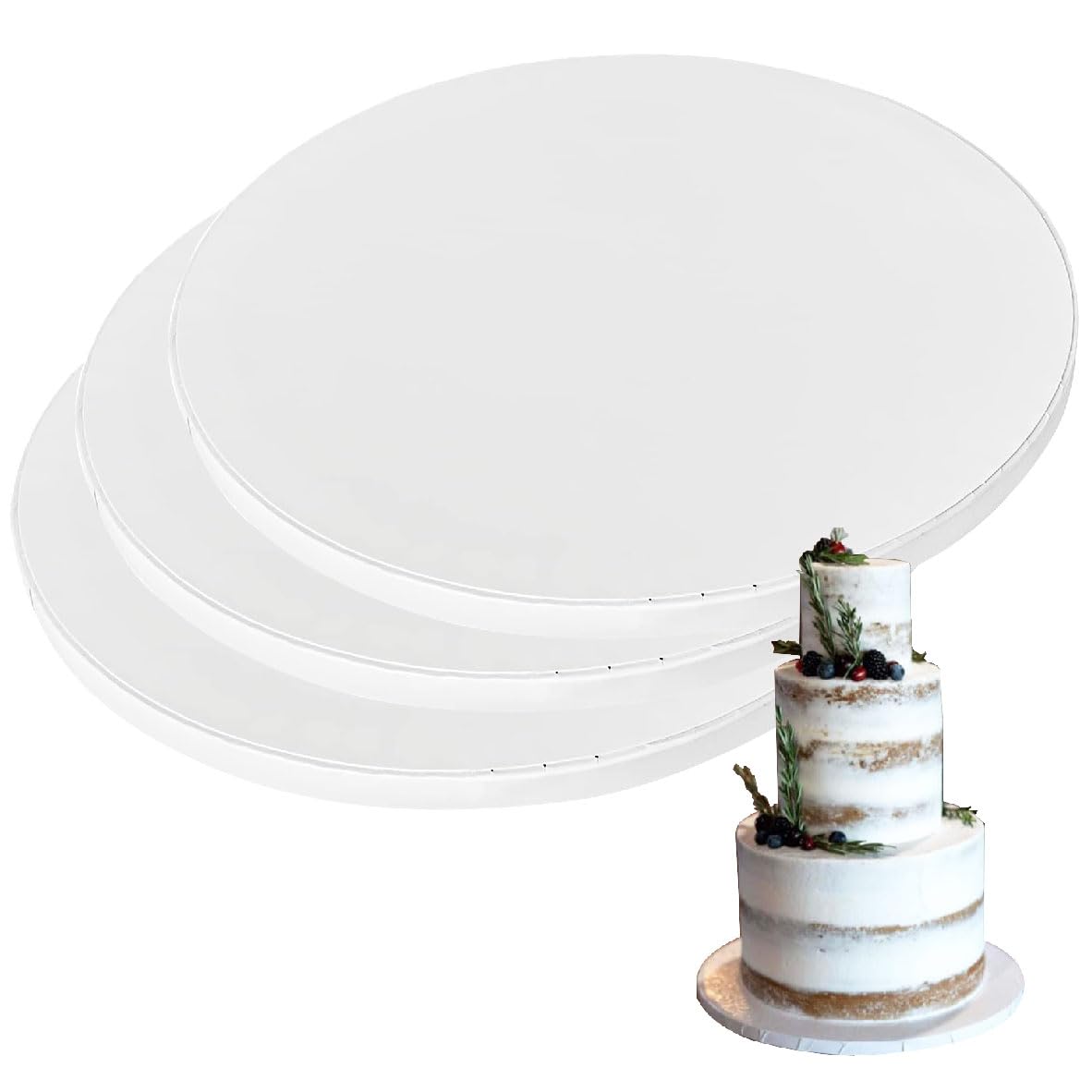 10 Inch Round Cake Drums (3 Pack) - Premium Greaseproof White Cardboard Cake Boards for Heavy & Tiered Cakes - Perfect for Wedding, Birthday, and Special Occasion Cake Displays - Base para Pastel