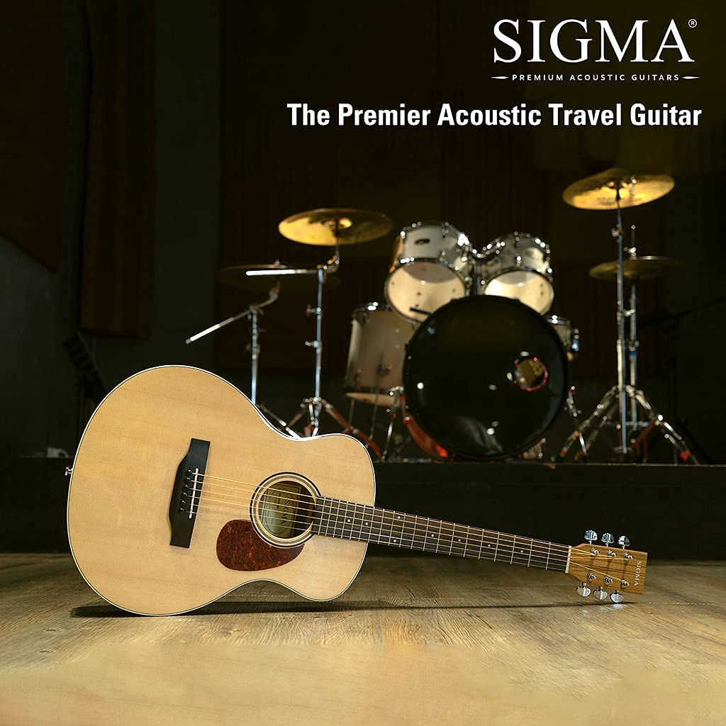 Sigma Junior 3/4 Size Acoustic Guitar with Solid Spruce Top, Mahogany Back & Sides - Natural Gloss Finish, Rosewood Bridge & Premium Steel Strings | Compact Travel Guitar for Kids & Beginners | Perfect for Camping, Road Trips & Small Hands