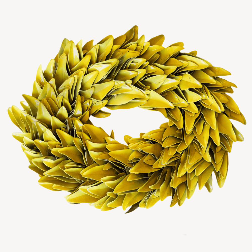 Vibrant Canary Yellow Oval Lacquer Wreath - Elegant Home Decor for Front Door, Wall, and Seasonal Celebrations