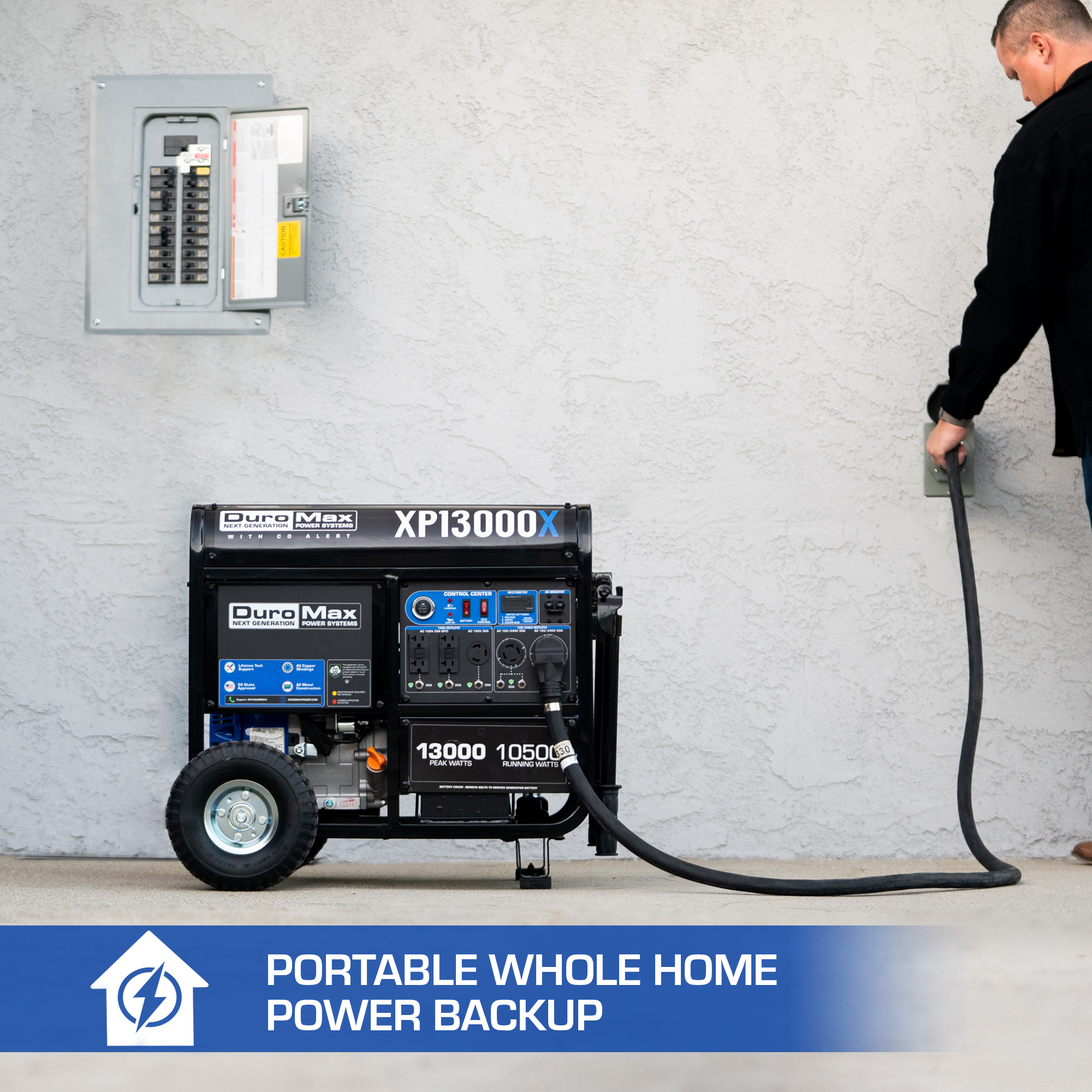 13,000W Portable Gasoline Generator with CO Alert - Reliable Backup Power for Home, Camping & Outdoor Emergencies