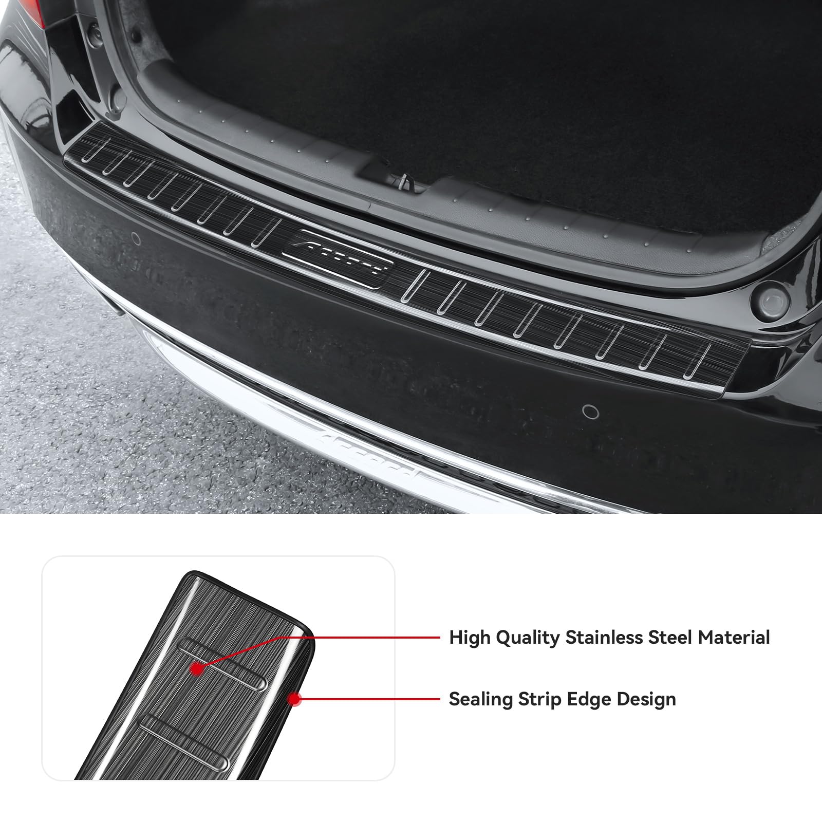Honda Accord 2013-2017 Hybrid HEV Stainless Steel Rear Bumper Guard - Black Brushed Exterior Trunk Sill Protector for Parking & Loading Protection