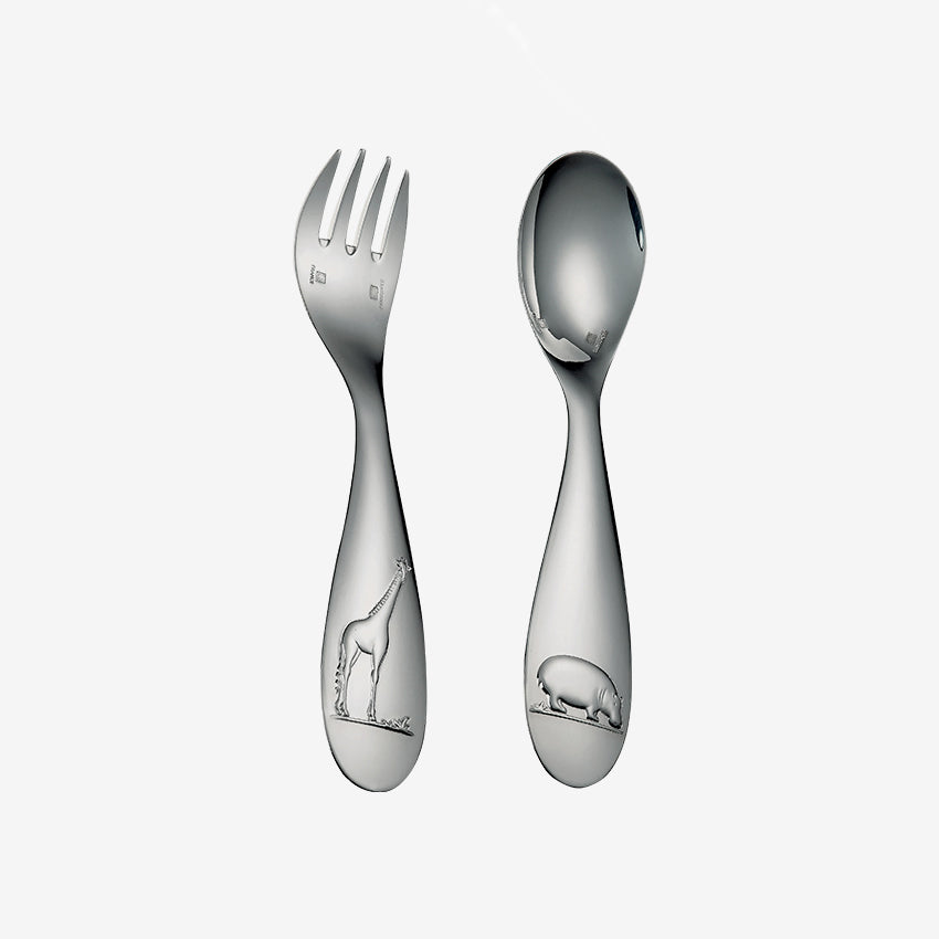 Christofle Savane Baby Dinner Set of 2 - Elegant Silver-Plated Baby Cutlery for Special Occasions & First Meals - Perfect for Christenings, Birthdays & Family Celebrations