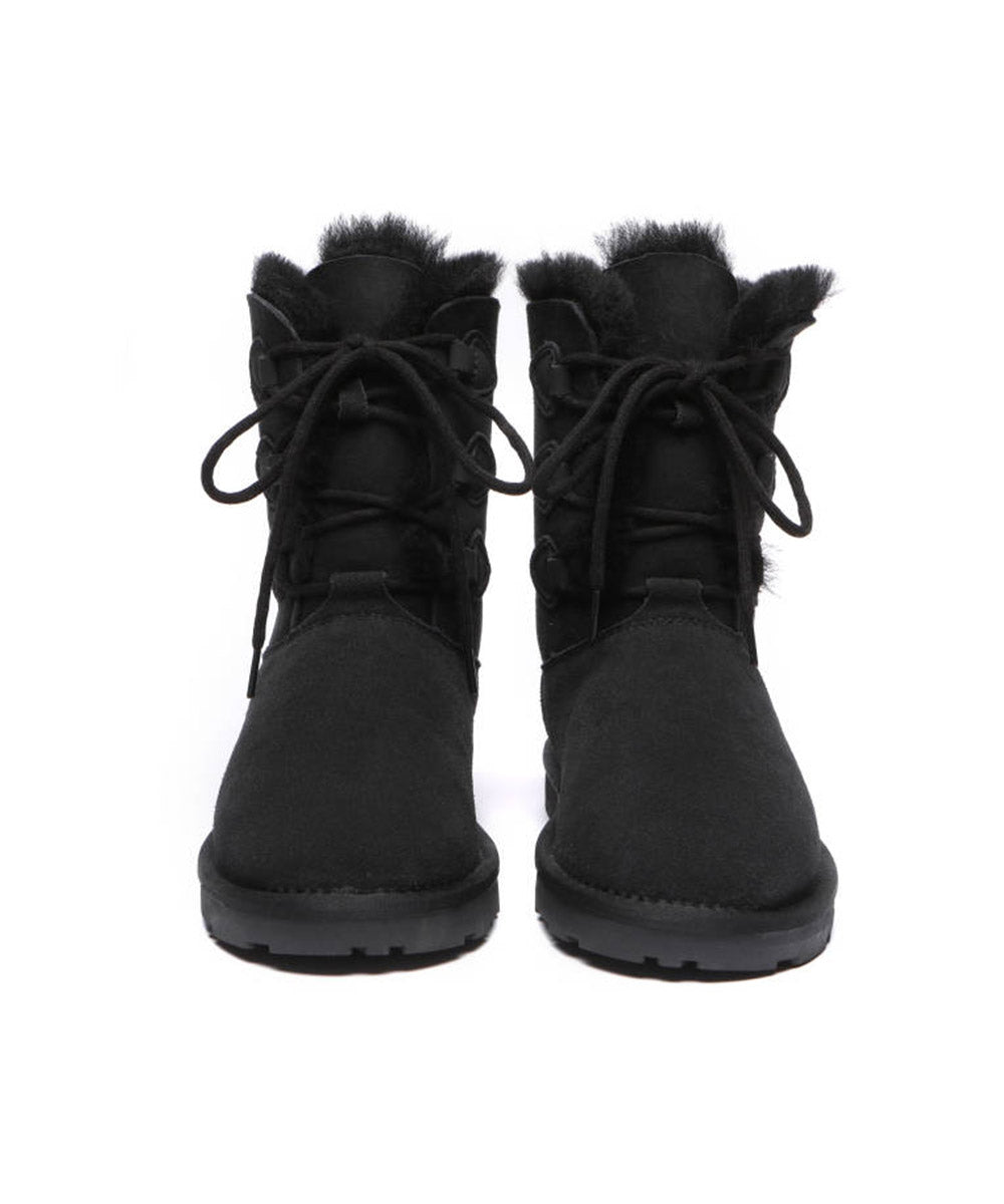 Women's Adel Lace Up Boots - Stylish Ankle Boots for Women, Comfortable Leather Booties with Side Zipper, Perfect for Fall/Winter Fashion, Office & Casual Outfits