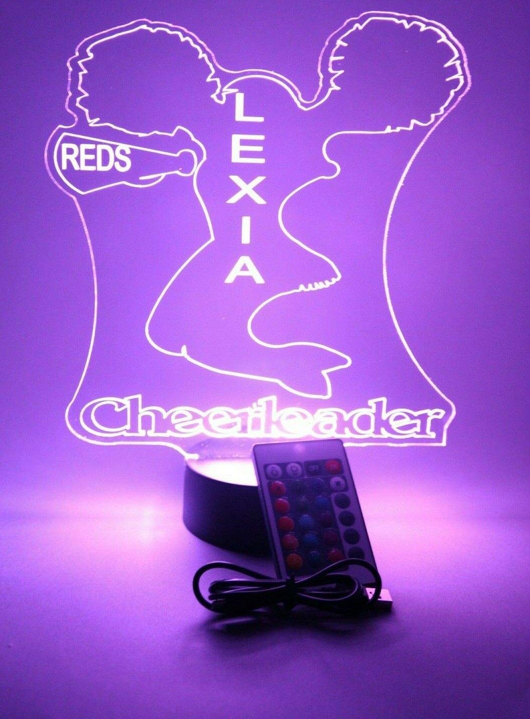 Personalized LED Cheerleader Night Light with Remote - 16 Color Changing Table Lamp, Free Name Engraving, Perfect Gift for Sports Fans & Performers - Ideal for Bedroom, Dorm, or Game Day Decor
