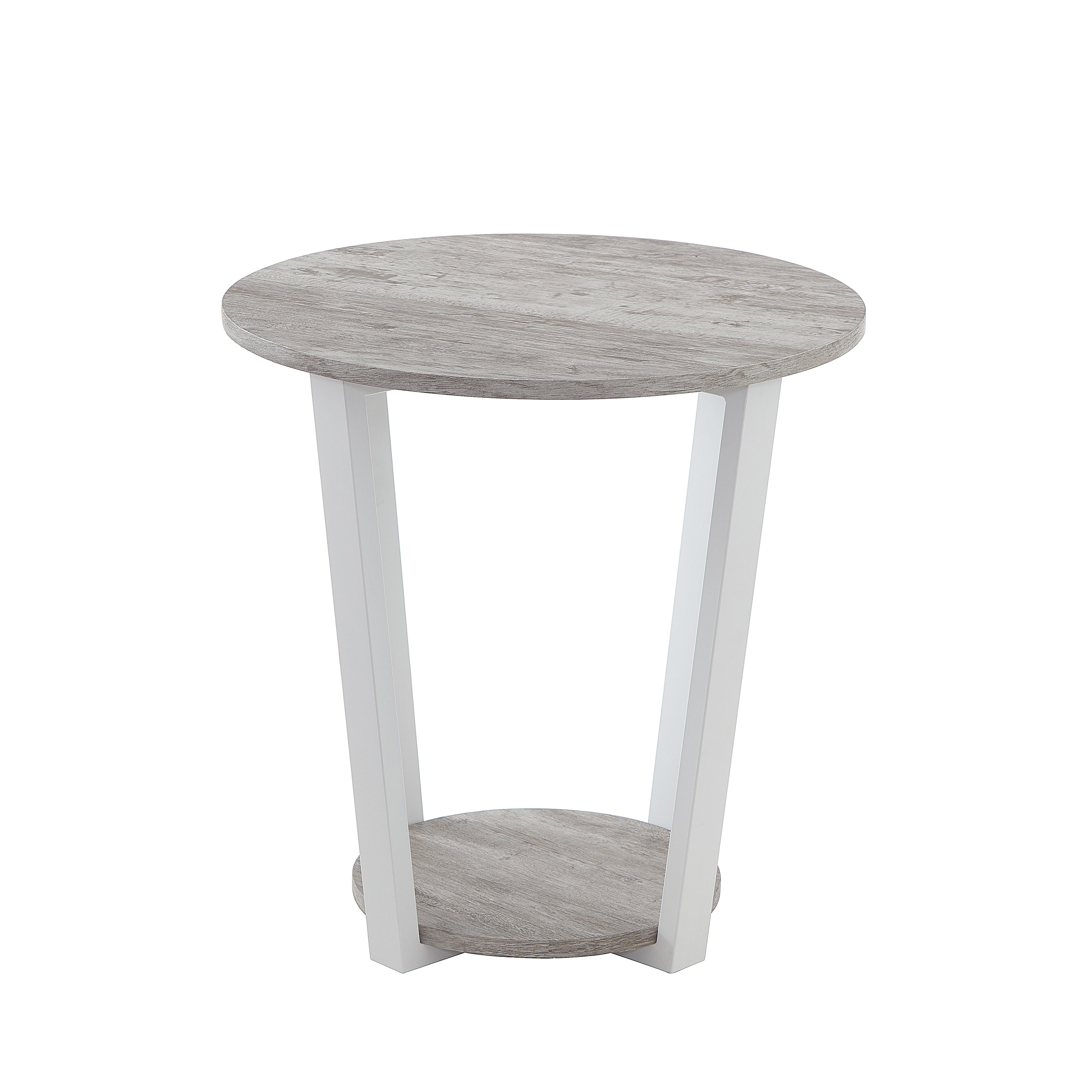 Roundhill Furniture Elysian Modern Round End Table with Lower Shelf - Stylish Living Room Side Table for Sofa, Bedroom & Small Spaces