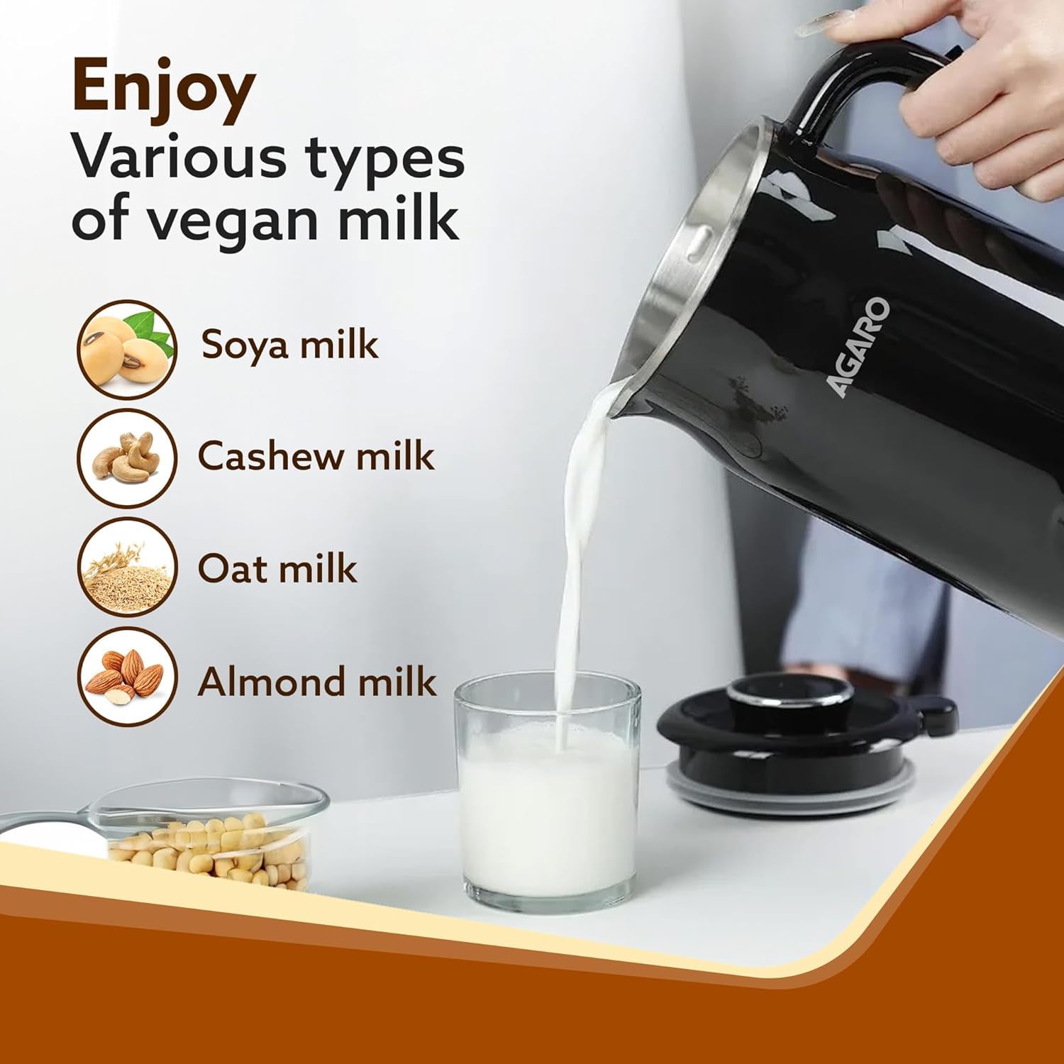 Regency Automatic Nut Milk Maker - Vegan Milk Machine for Almonds, Soy, Oats | Stainless Steel 600ml Blender for Homemade Plant-Based Milk, Boiling Water & Juices | Perfect for Dairy-Free Diets & Healthy Smoothies