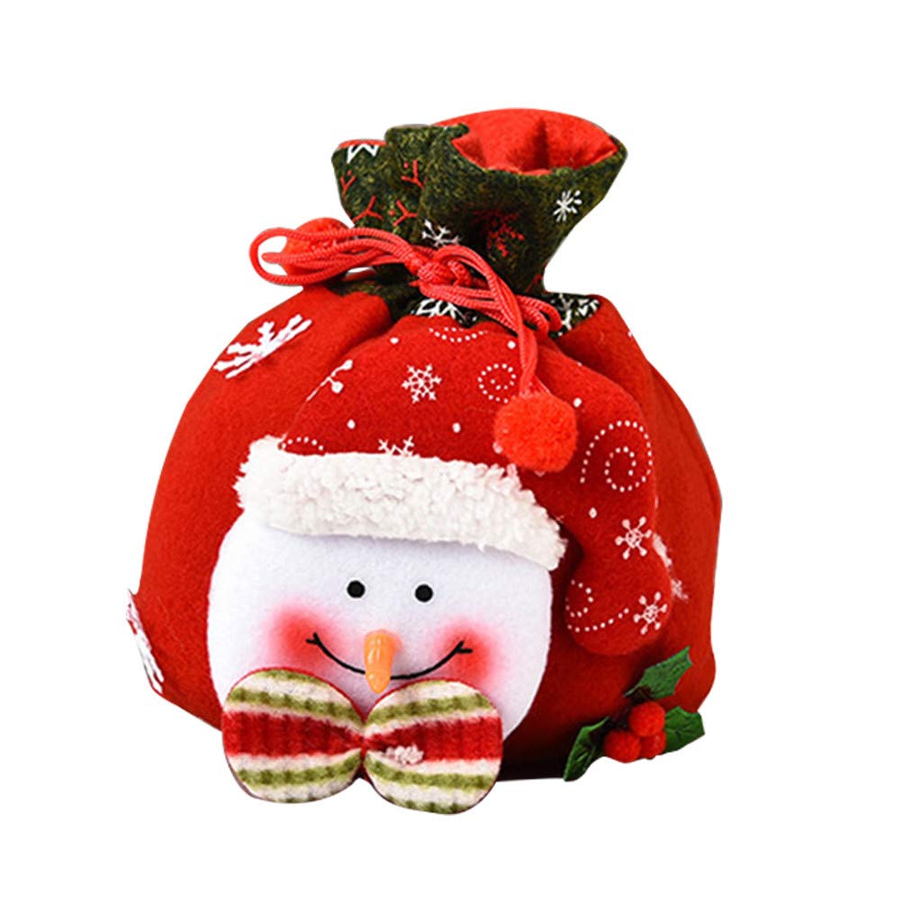 Christmas Fabric Santa Claus Stocking with Drawstring Cord - Holiday Candy Bags & Gift Sacks for Tree Decoration | Perfect for Xmas Parties, Home Decor & Stocking Stuffers
