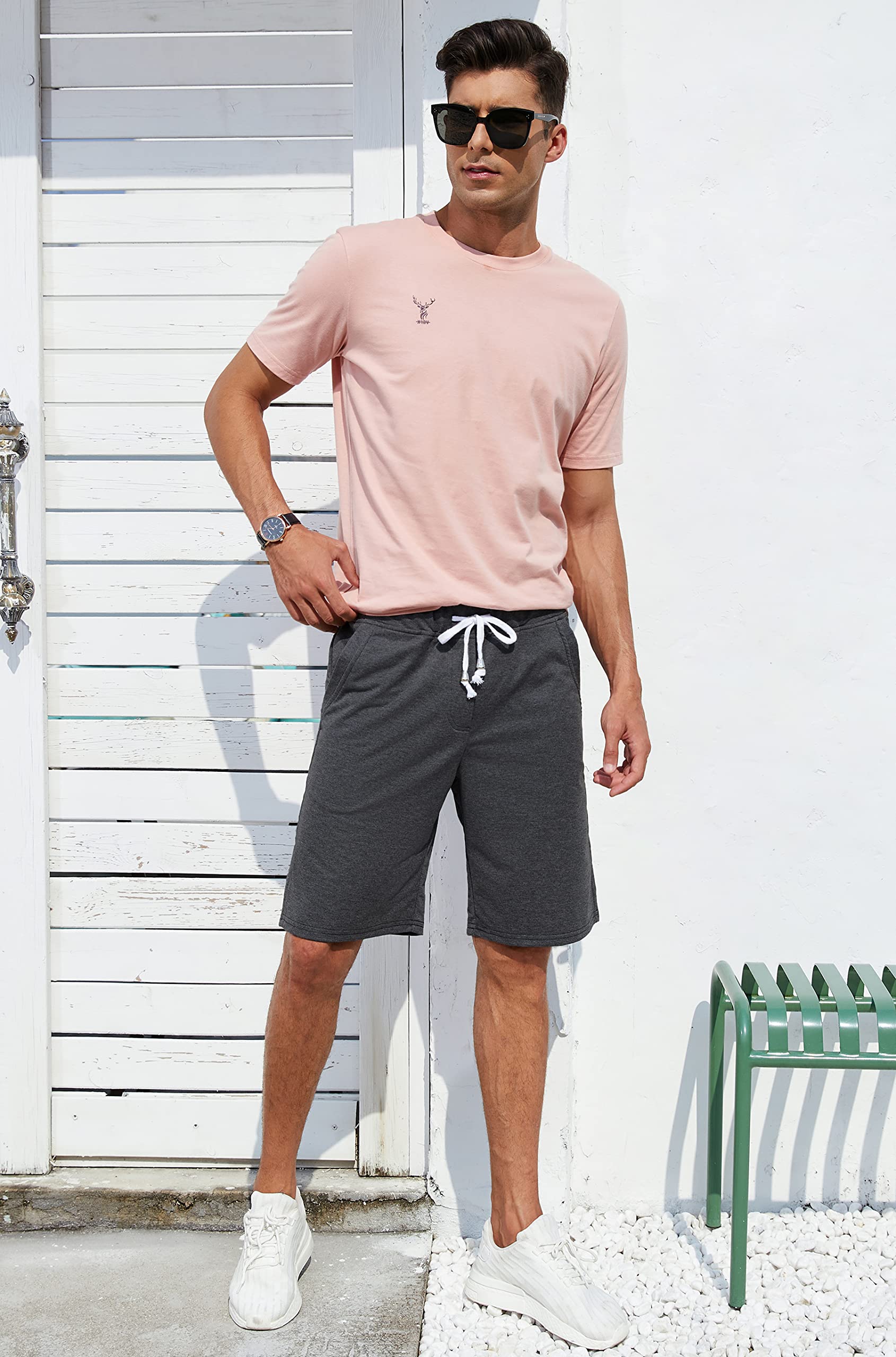 Janmid Men's Casual Elastic Jogger Shorts - Gym Active Workout Running Shorts with Pockets - Perfect for Sports, Travel & Summer Outdoor Activities