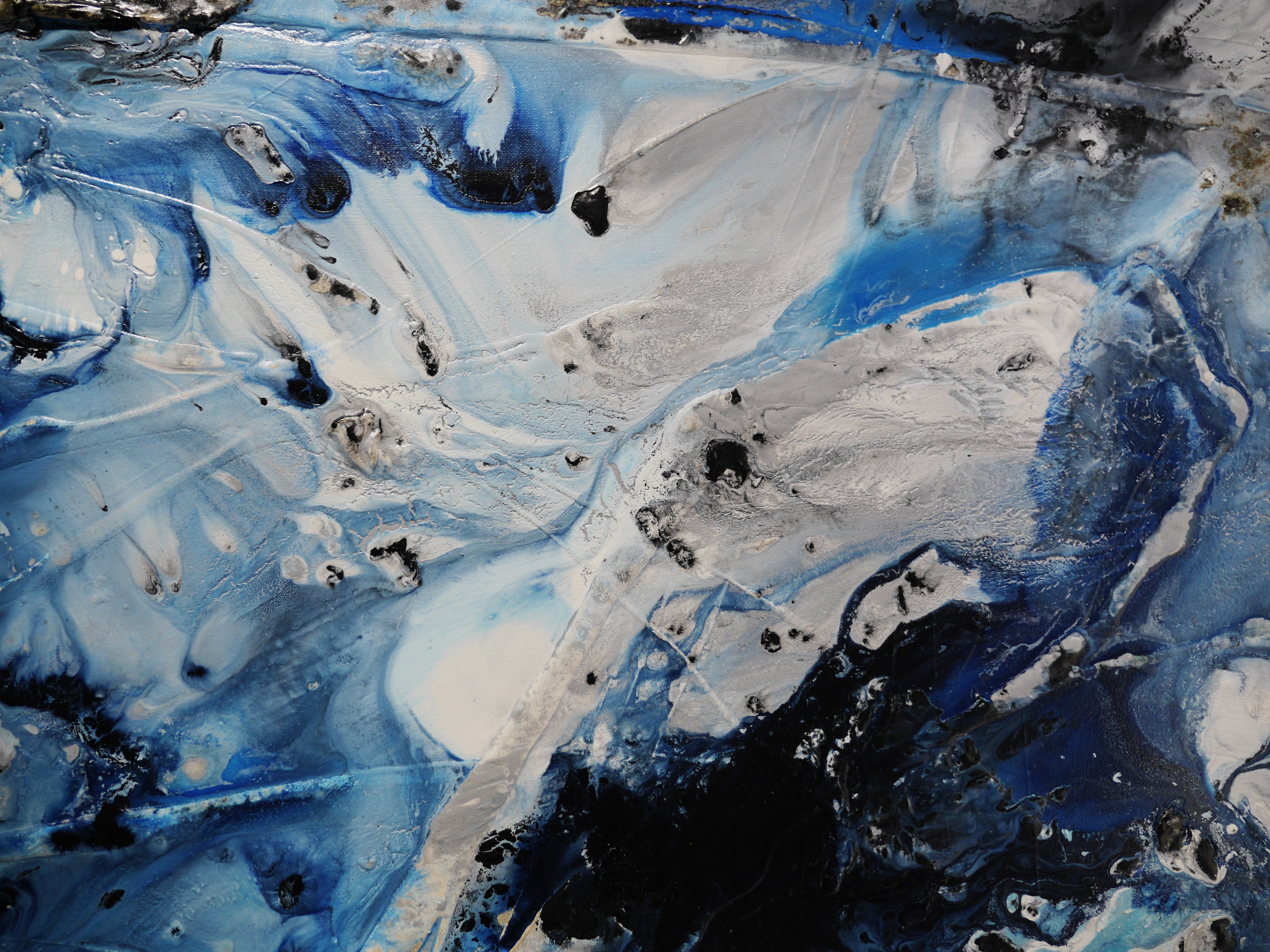 Blue Slate 160cm x 100cm Abstract Textured Canvas Painting - Modern Wall Art for Living Room, Bedroom & Office Decor