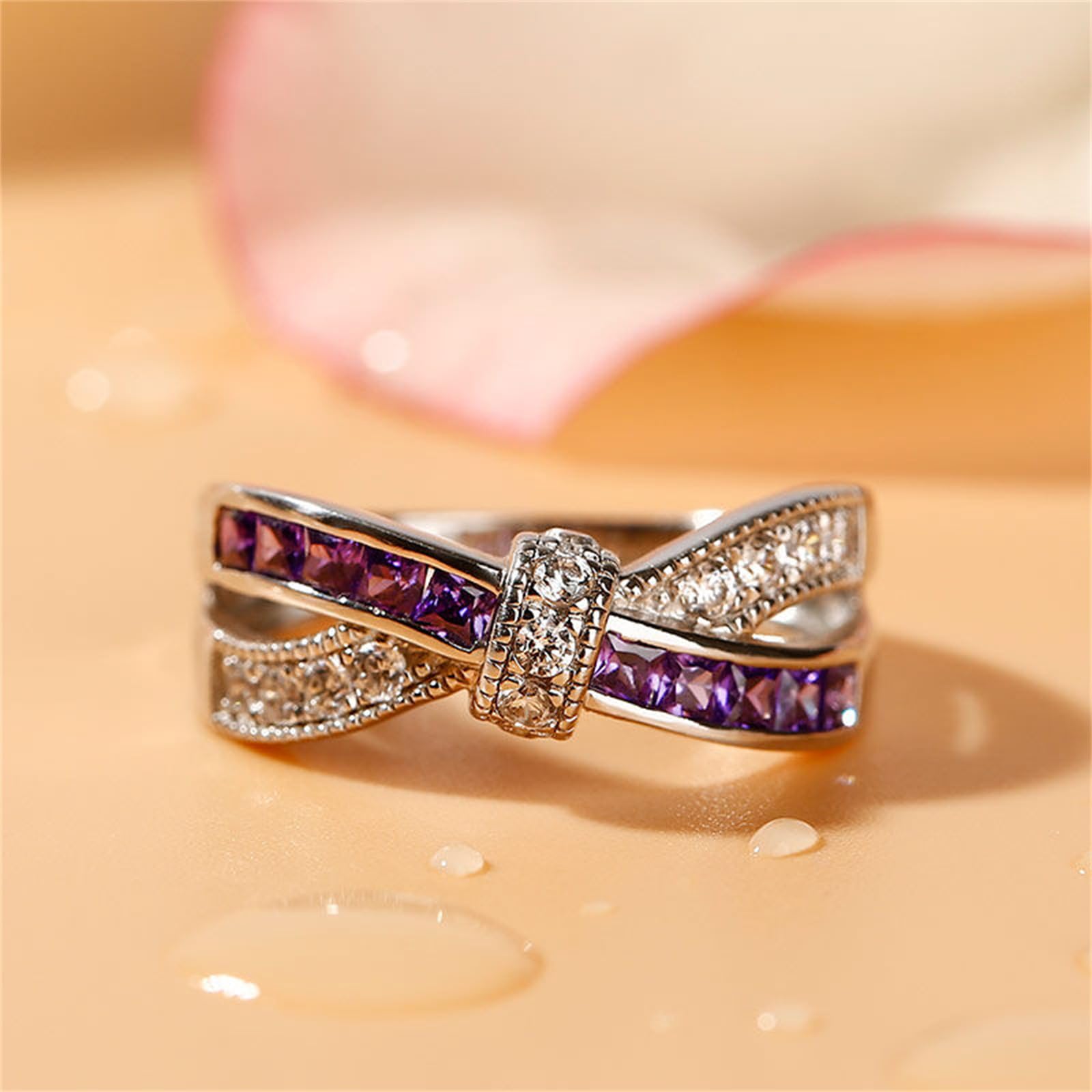 Jeulia Sterling Silver Crossover Women's Band Ring - Elegant Promise & Engagement Ring for Her with Gift Jewelry Box - Perfect for Anniversaries, Weddings & Romantic Gifts