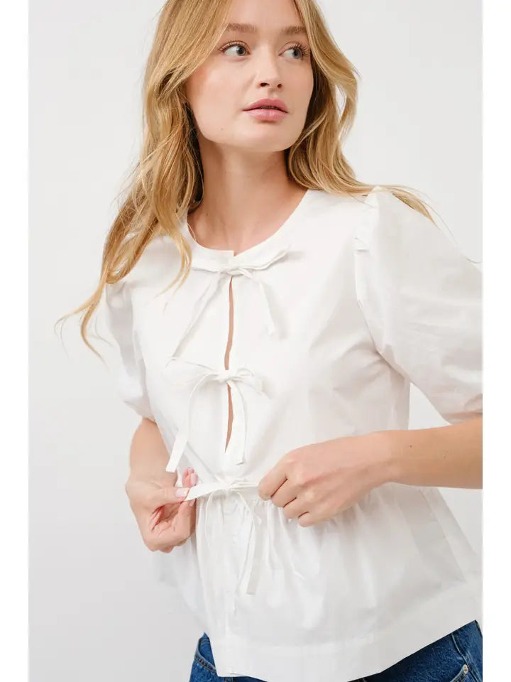 Stylish Bow Tie Peplum Top for Women - Trendy Blouse Sale $25.60 - Perfect for Office Wear, Date Nights & Special Occasions