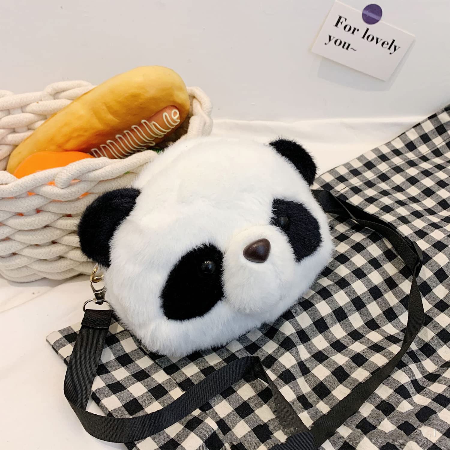 Cute Panda Plush Messenger Bag for Women & Girls - Soft Crossbody Shoulder Purse for School, Travel & Everyday Use