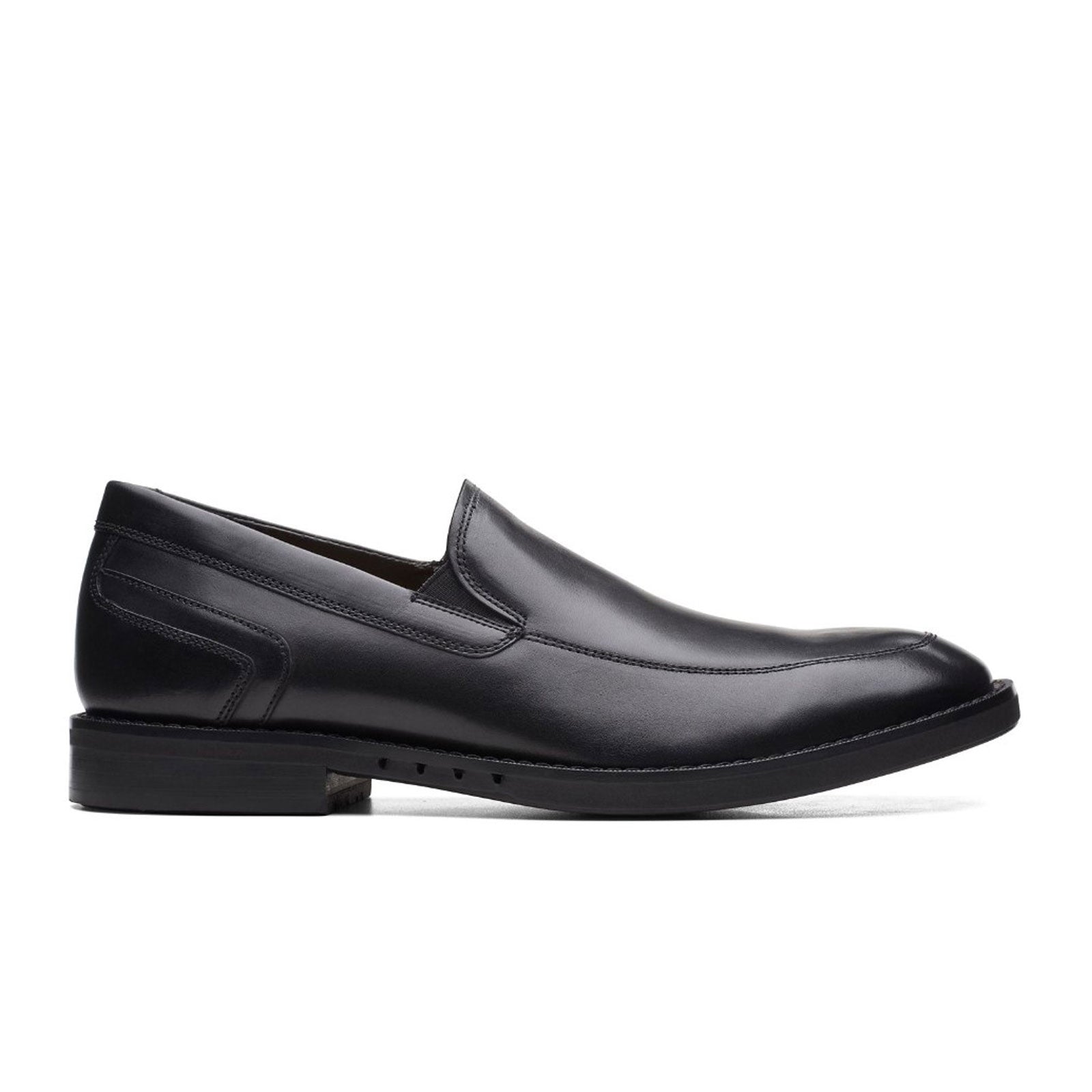 Clarks Un Hugh Step Slip On Loafers for Men - Black Genuine Leather Casual Shoes | Comfortable & Stylish for Office, Travel & Daily Wear