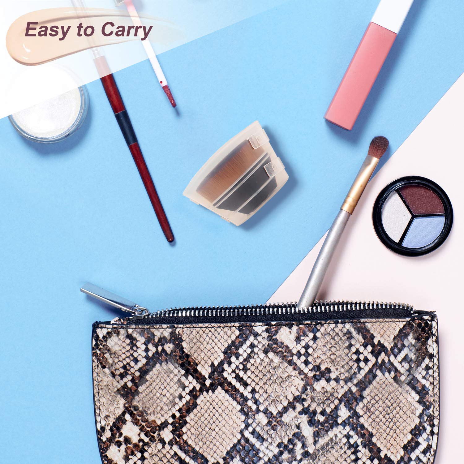Endoto Foundation Makeup Brush - Flat Top High-Density Kabuki Brush for Flawless Powder, Liquid & Cream Cosmetics | Hexagon Handle Design with Portable Case | Perfect for Professional Makeup & Travel Touch-Ups