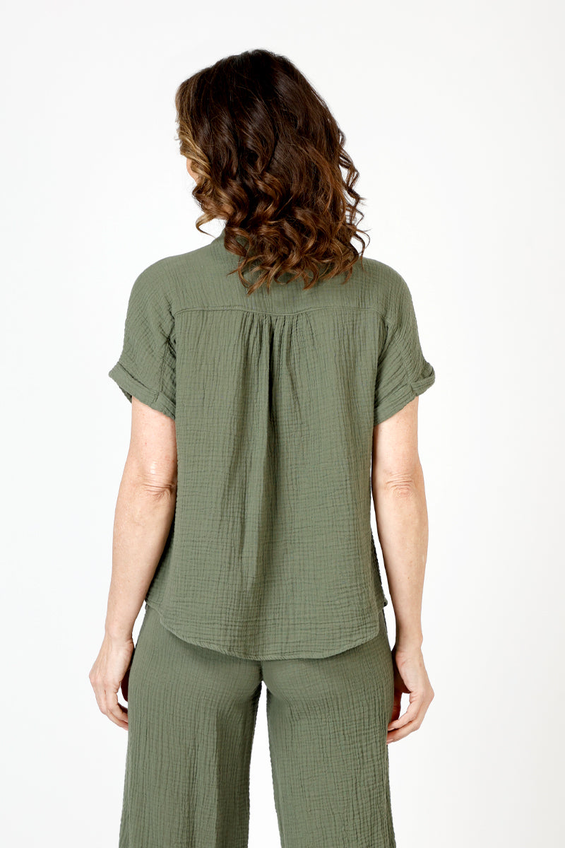 Organic Cotton Gauze Button Down Shirt for Women - Breathable & Comfortable Summer Top for Casual Wear, Beach Outings, and Layering