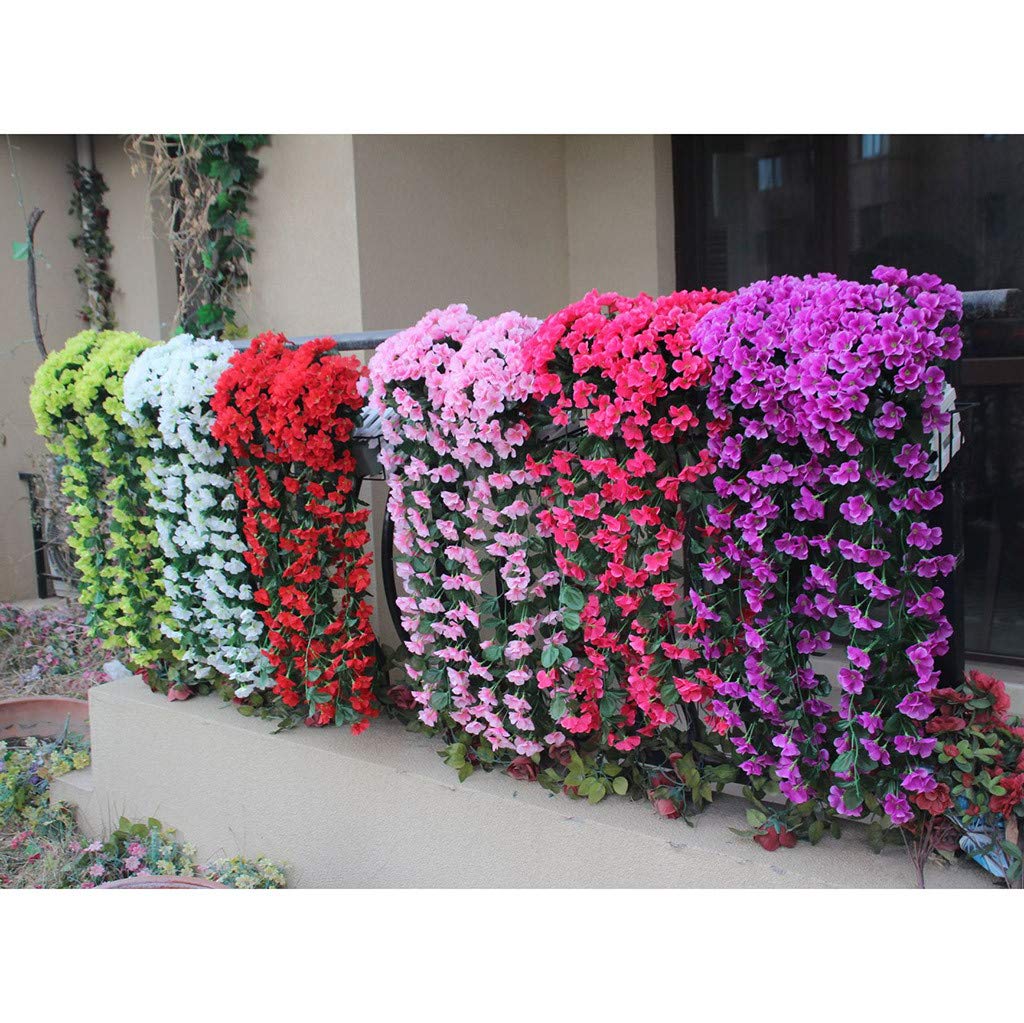 Juesi Artificial Violet Hanging Flowers - Fake Silk Wisteria Garland for Wall Decor, Wedding, Party & Home Decoration (Hot Pink)