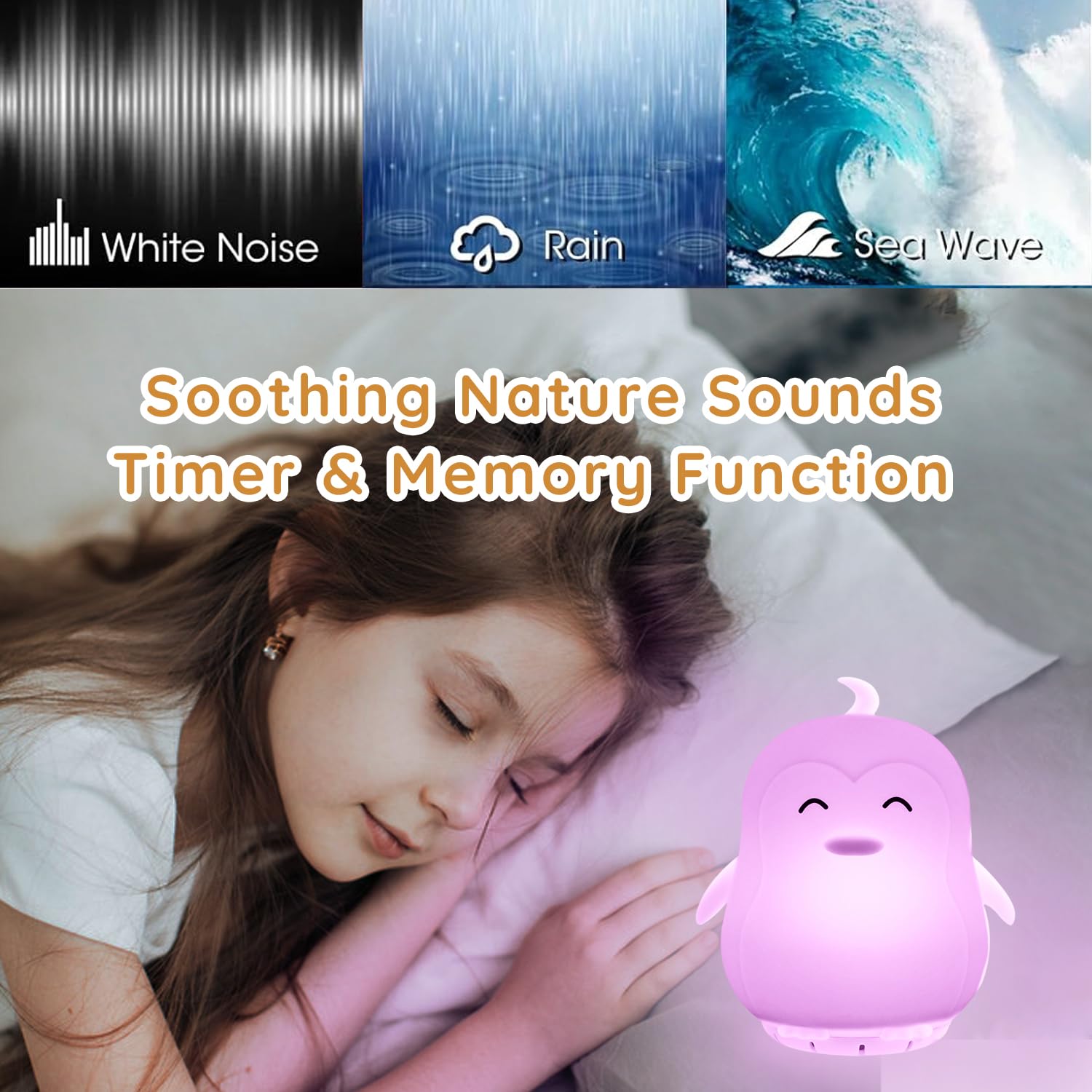 Mindfulness Breathing Penguin - 4/7/8 & 5/5/5/5 Guided Visual Meditation Device with LED Light & Soothing Sounds - 3-in-1 Anxiety Relief, Stress Reduction & Sleep Aid for Adults & Kids - Perfect for Bedtime, Yoga, ADHD Focus & Relaxation Gifts