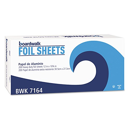 Boardwalk Heavy-Duty Aluminum Foil Pop-Up Sheets - 12 x 10.75 Inches, 200 Sheets per Box (12 Boxes per Carton) - Perfect for Food Prep, Grilling & Leftovers Storage
