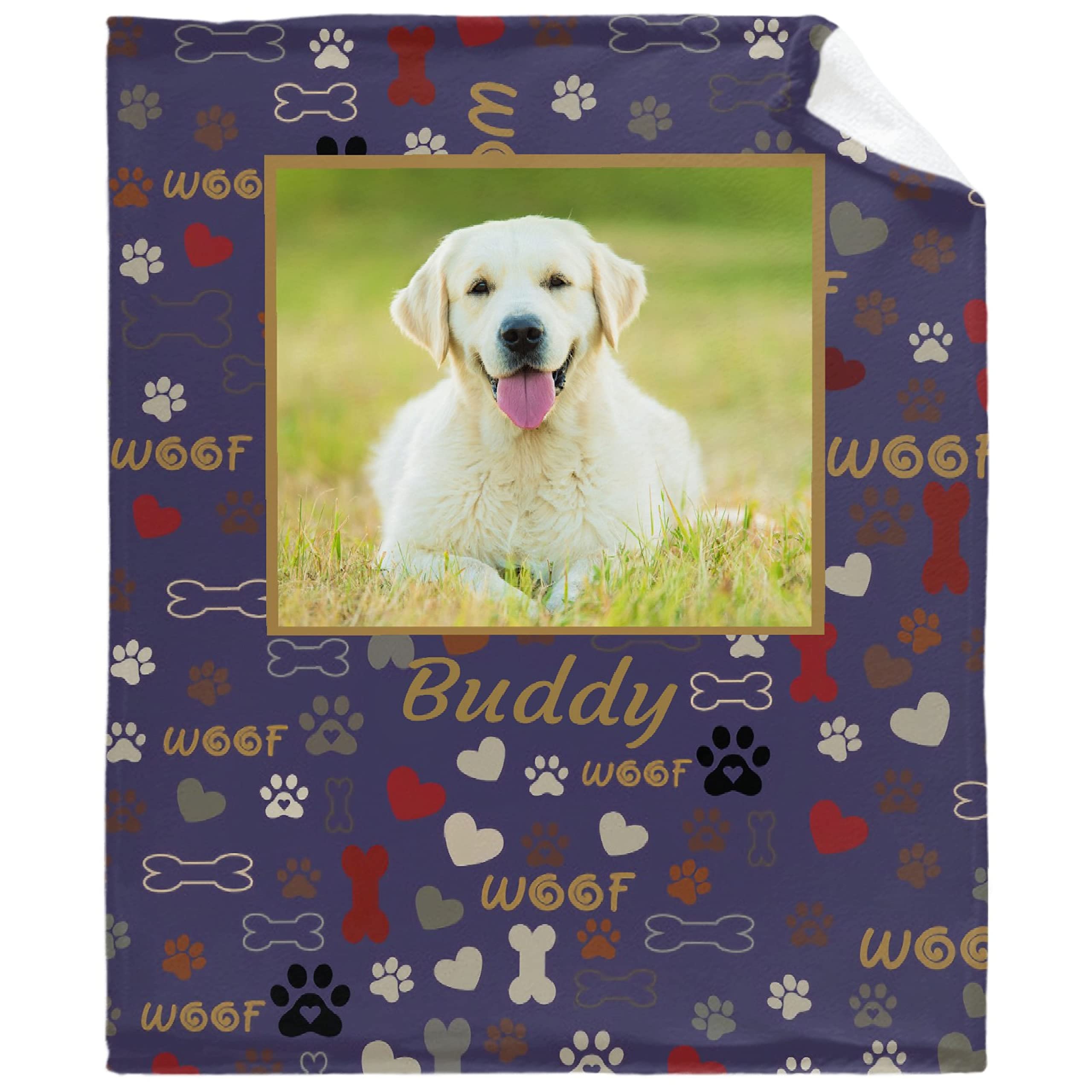 **Custom Personalized Dog Blanket with Photo & Name - Soft Cozy Fleece Throw Blanket for Pets - Perfect Gift for Dog Lovers, Pet Moms & Dads - Great for Bed, Sofa & Cuddling**