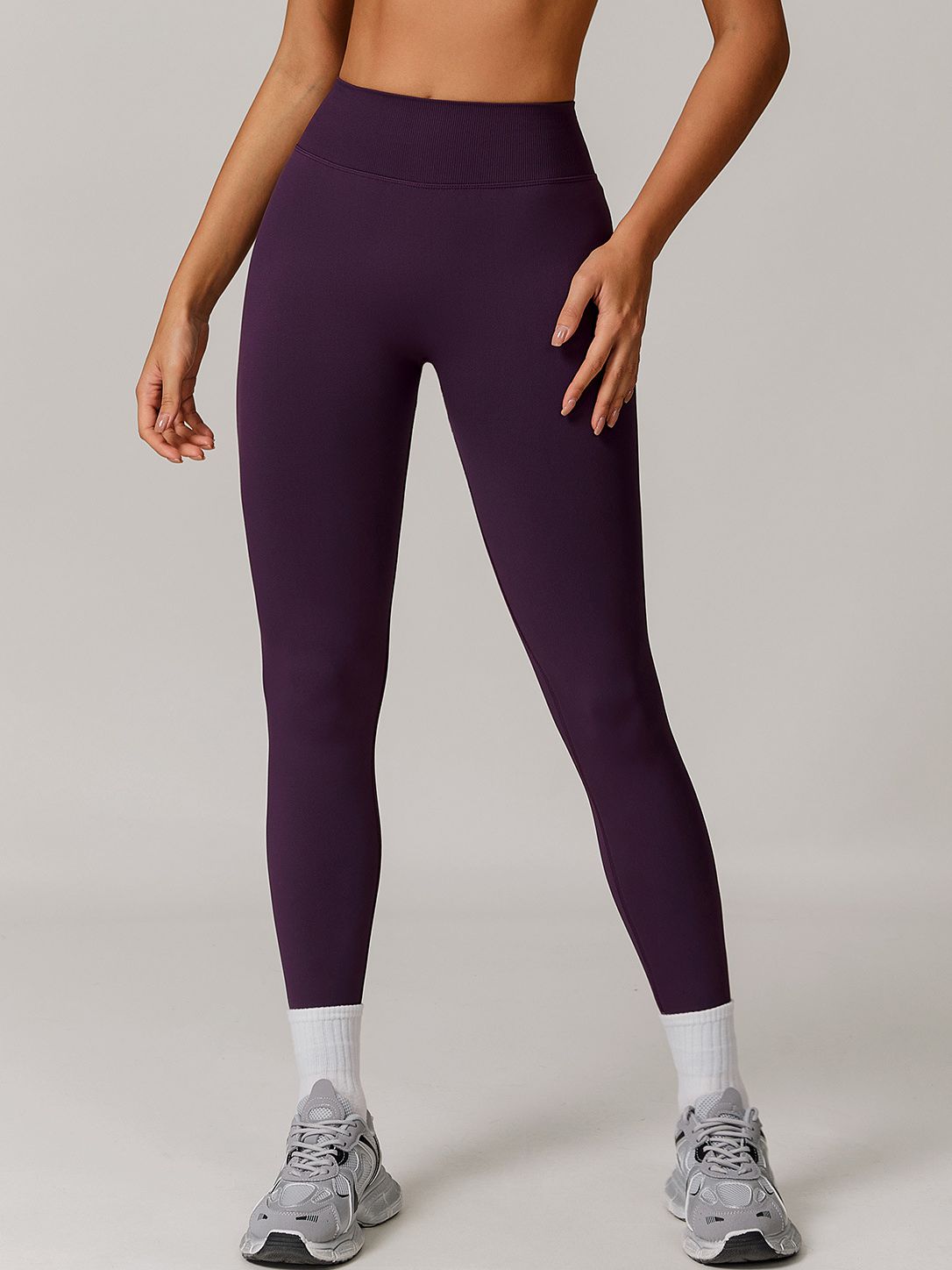 ZASUWA Women's Seamless Solid Color High Waist Yoga Leggings - Elastic Tummy Control Workout Pants for Running, Gym & Lounge Wear
