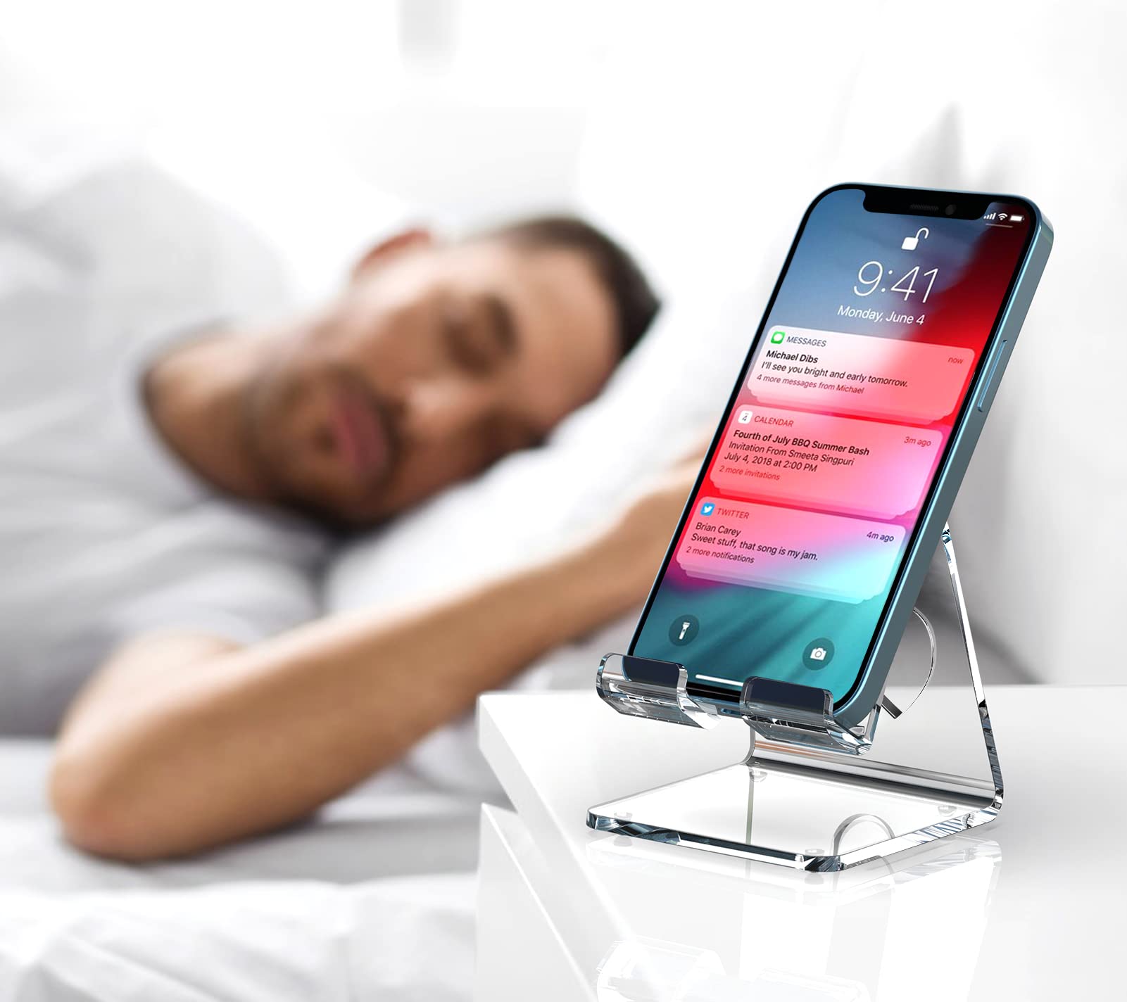 Premium Clear Acrylic Phone Stand - Universal Holder for iPhone 16/15/14/13 Pro Max/Mini/12/11/SE, Android, Switch & Tablets - Portable Desk Accessory for Home, Office & Travel Use