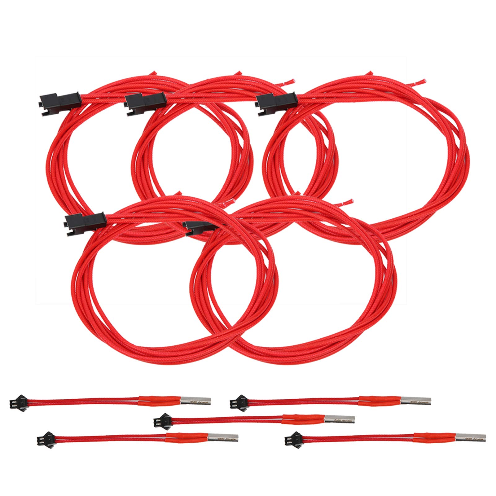 5Pcs 3D Printer Heating Rod - Stainless Steel Segmented Heat Tube with Terminal (24V 40W) - Perfect for DIY 3D Printing, RepRap, and Makerbot Printer Upgrades