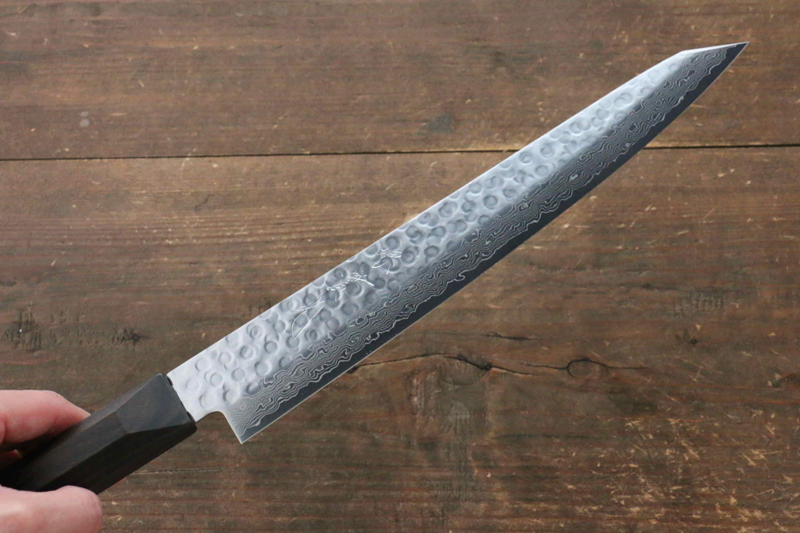 Premium Jikko VG10 17-Layer Damascus Steel Sujihiki Sushi Knife 230mm with Ebony Wood Handle - Perfect for Slicing Sashimi, Sushi & Raw Fish