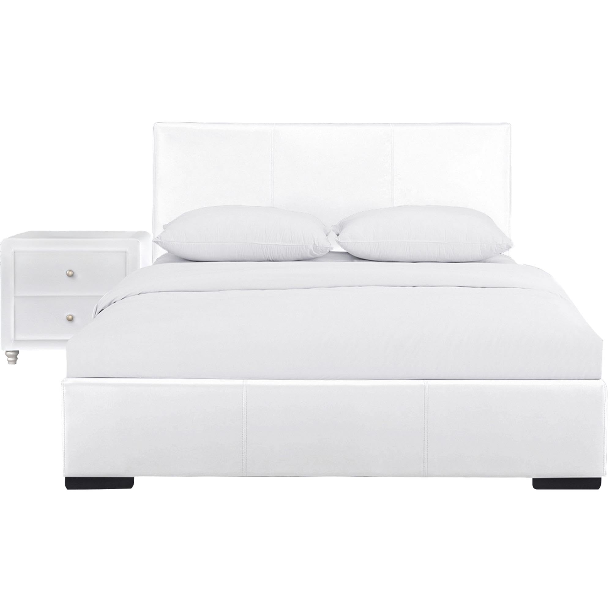 Camden Isle Hindes Platform Bed with Nightstands - Queen Size White Bed Frame & Matching Nightstand - Perfect for Modern Bedrooms & Guest Rooms