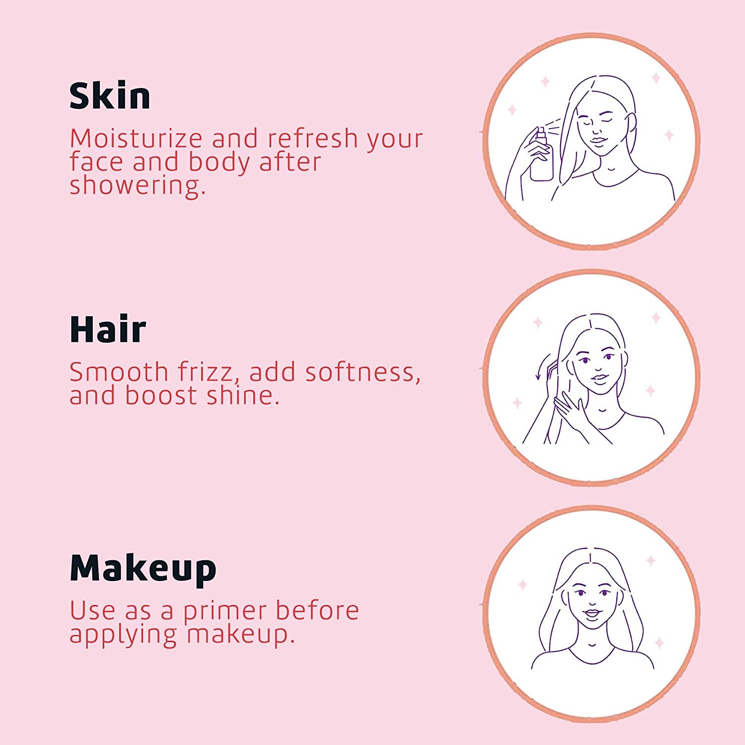 De La Cruz Rose Water & Glycerin Facial Toner - Hydrating Rosewater Spray for Face, Skin & Hair Care - 8 fl oz (236 mL) Pack of 10 - Perfect for Daily Skincare Routine, Makeup Setting & Hair Refreshment