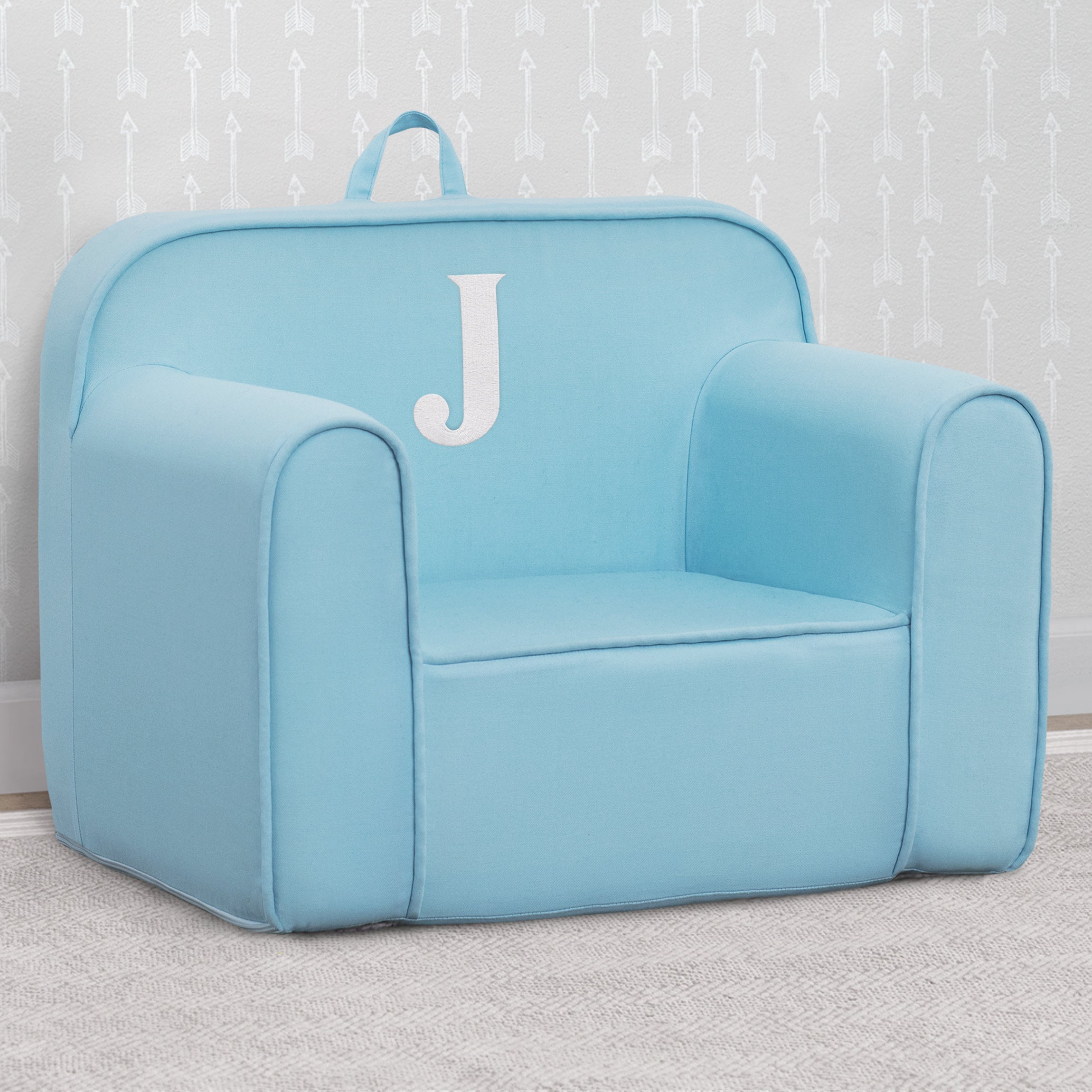 Personalized Monogram Light Blue Cozee Chair - Custom Plush Recliner for Living Room, Nursery & Office - Cozy Reading & Relaxation Seat