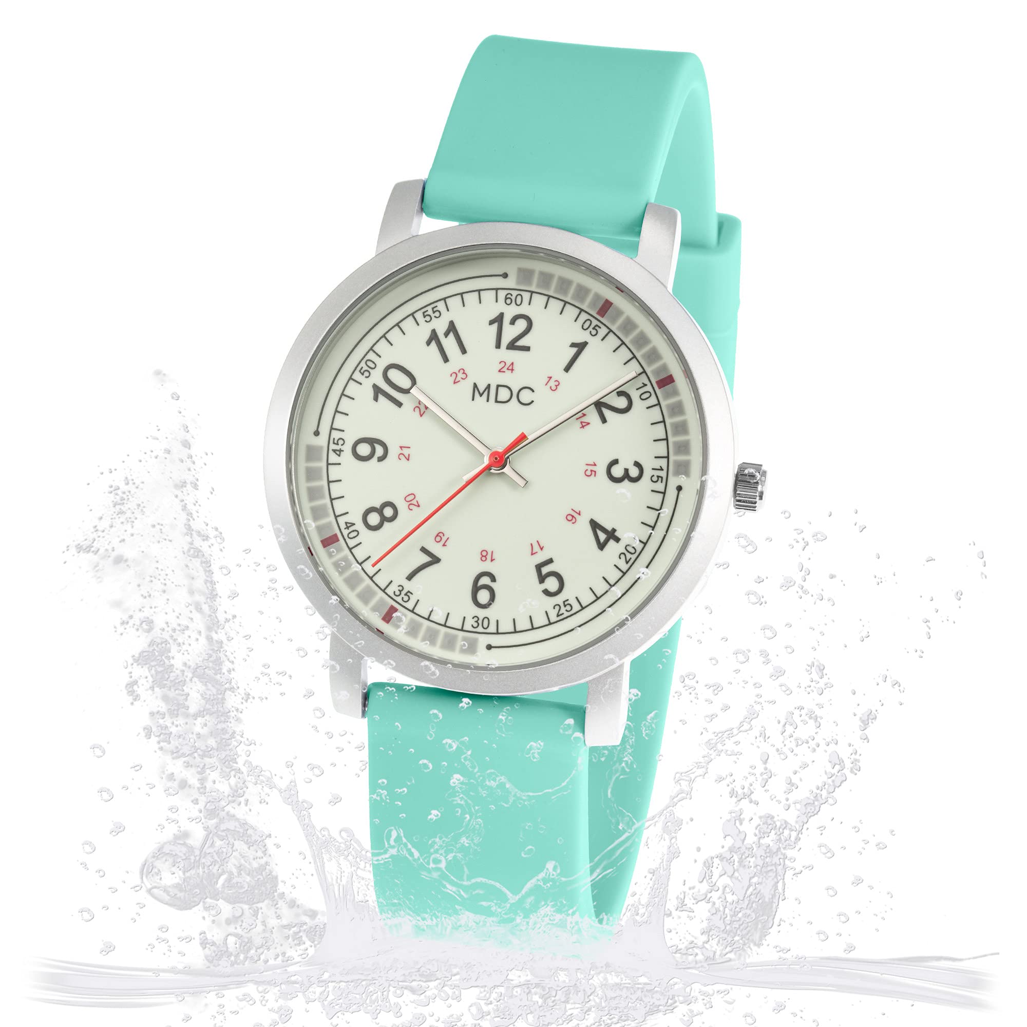 Glow in The Dark Nurse Watch for Women - 15 Second Intervals Quadrant Pulse Ring, 5ATM Waterproof Analog Wristwatch with Silicone Band - Perfect for Nursing, Medical Professionals & Night Shift Workers