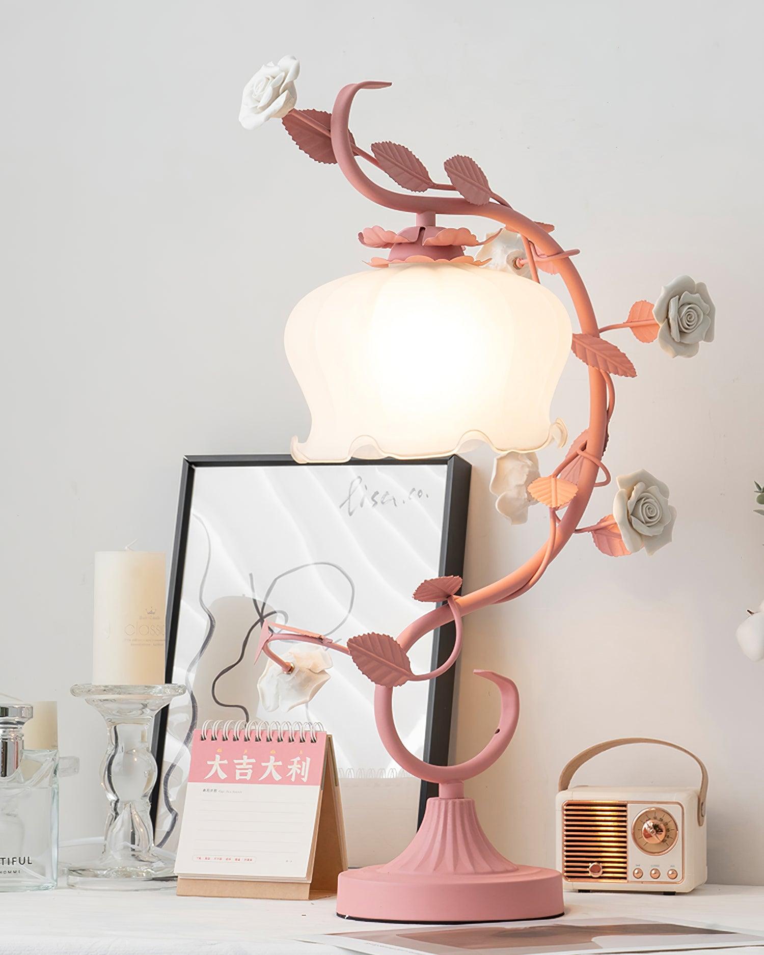 Ron Rose Flower Table Lamp - Elegant Decorative LED Night Light for Bedroom, Living Room, and Office - Perfect for Home Decor, Romantic Ambiance, and Gift Giving